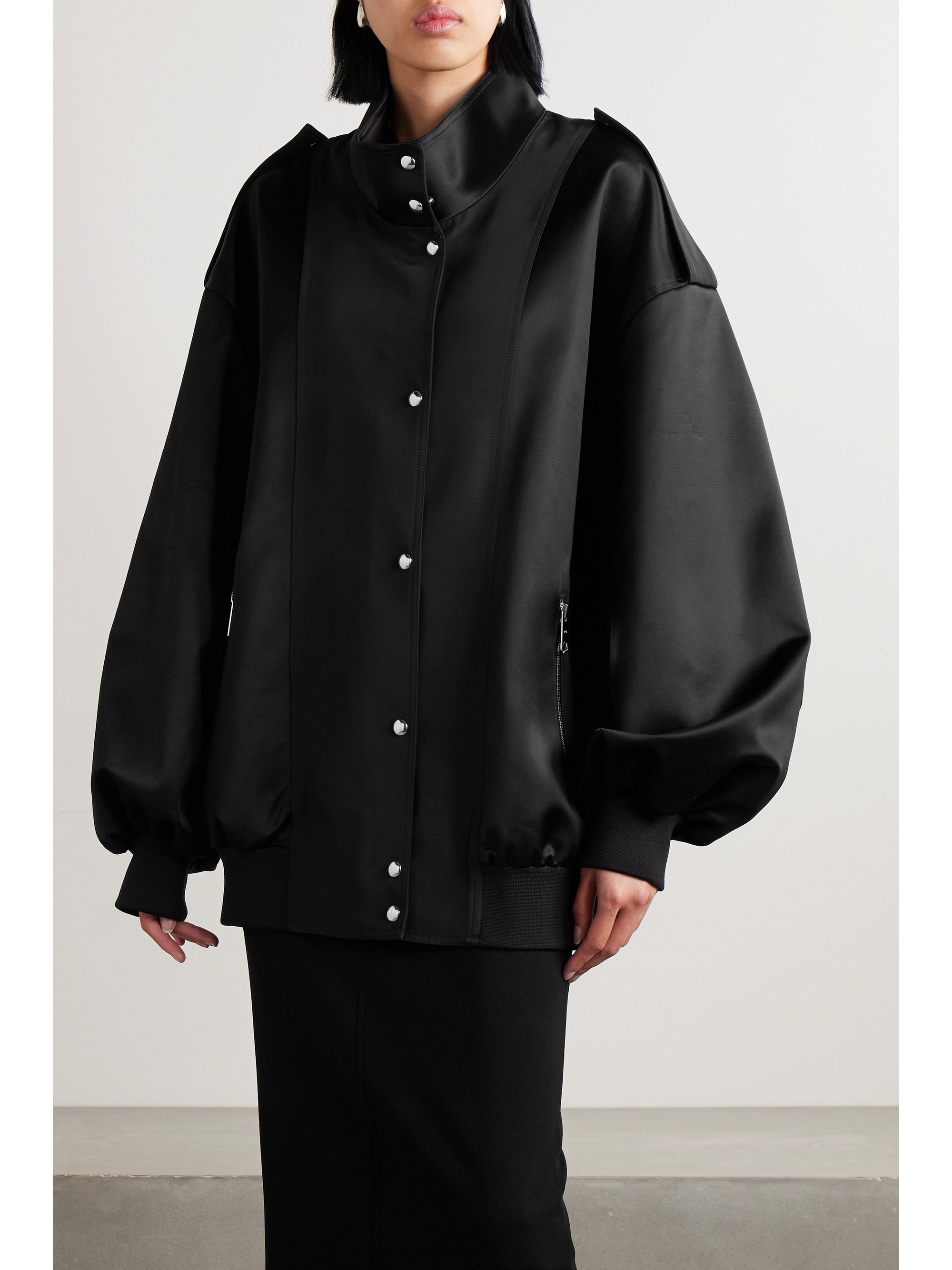 KHAITE - Farris oversized satin-paneled cotton-blend mikado bomber