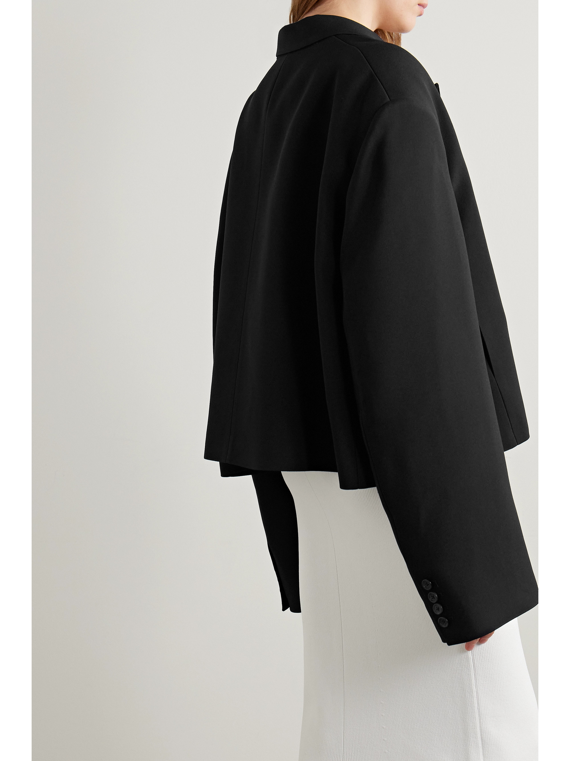 KHAITE Raymond cropped satin-trimmed crepe blazer