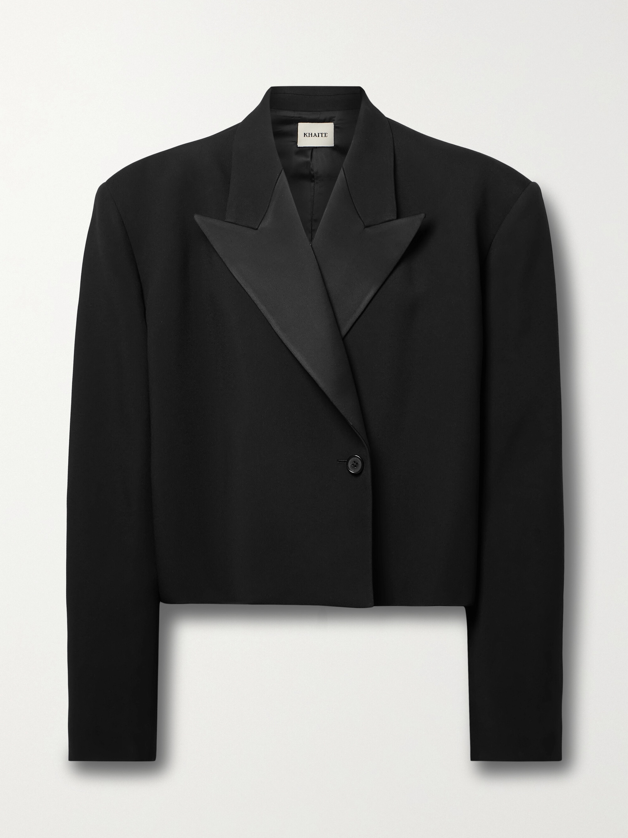KHAITE Raymond cropped satin-trimmed crepe blazer