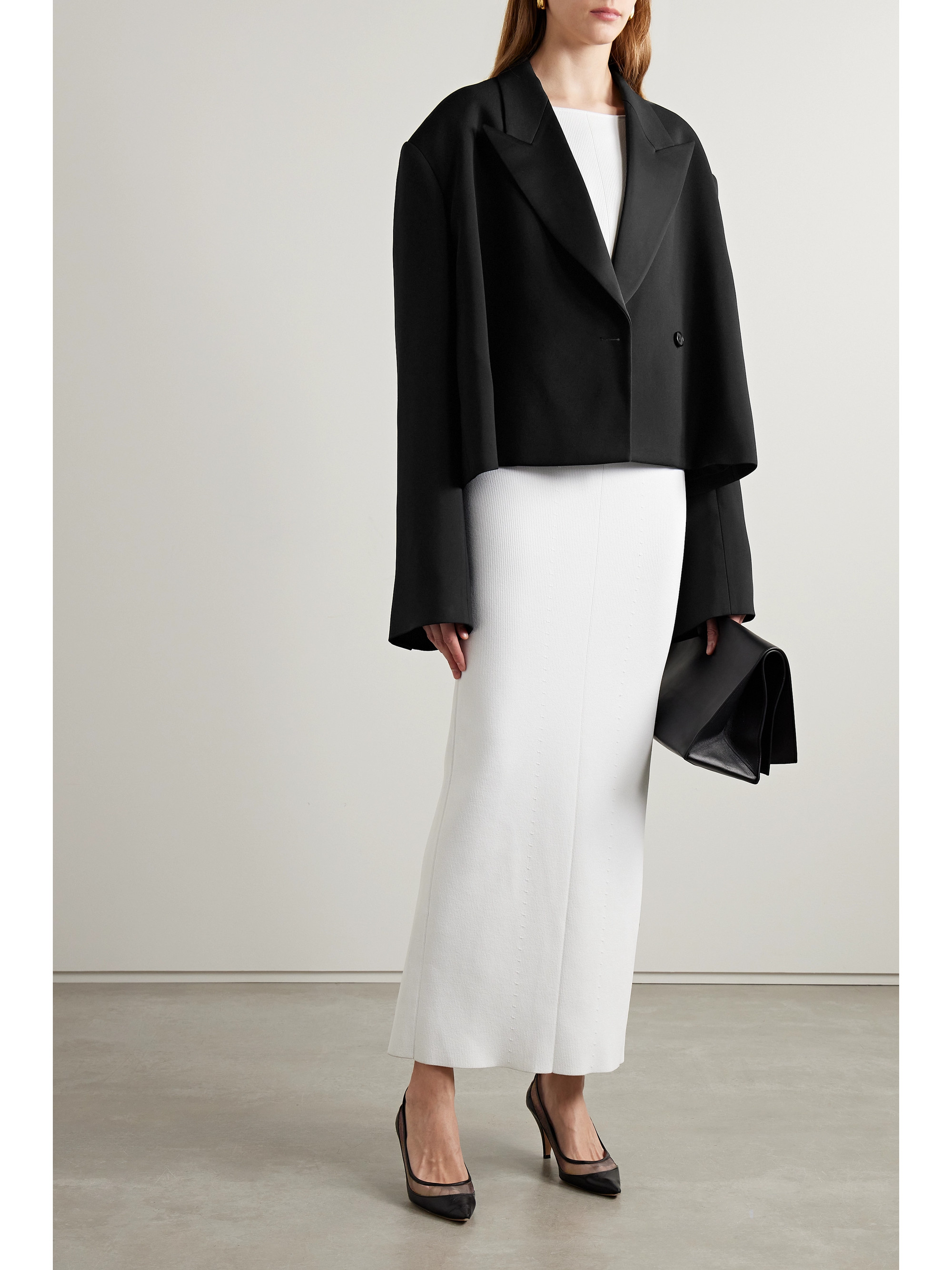 KHAITE Raymond cropped satin-trimmed crepe blazer