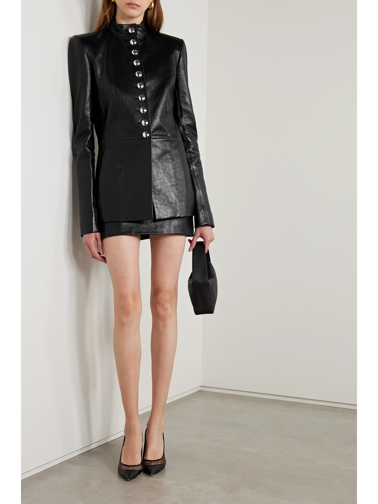 Khaite The Jett Leather Miniskirt In Black