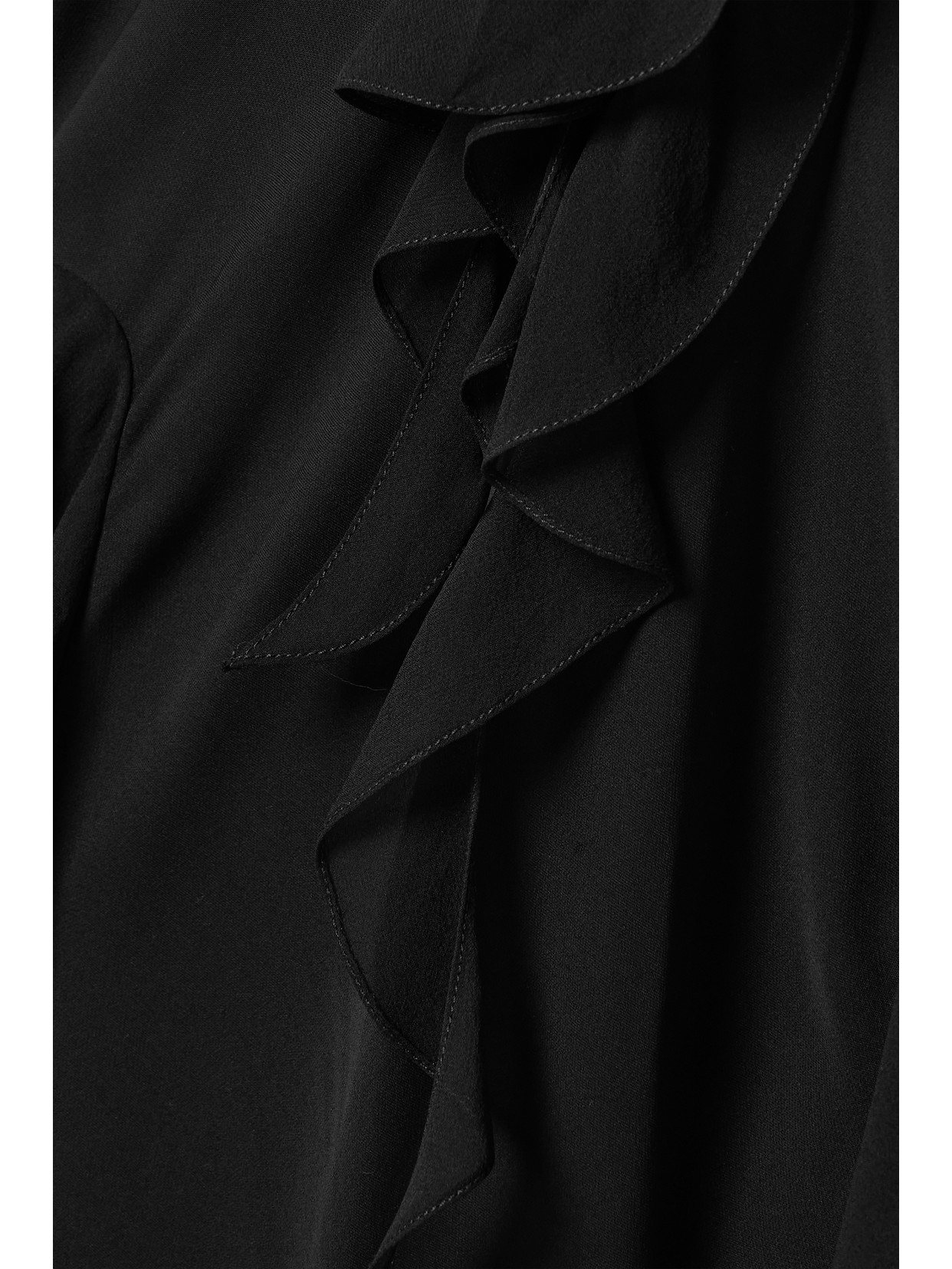 Khaite Piet Cascading-ruffle Sleeveless Tunic Top In Black