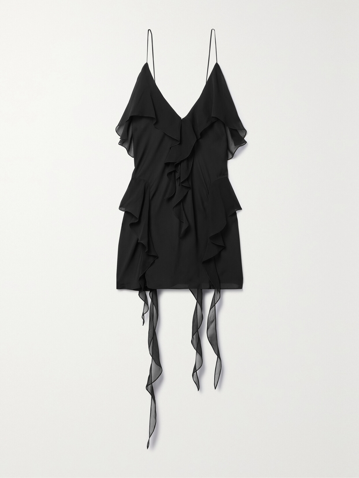 Shop Khaite Piet Ruffled Silk-georgette Camisole In Black