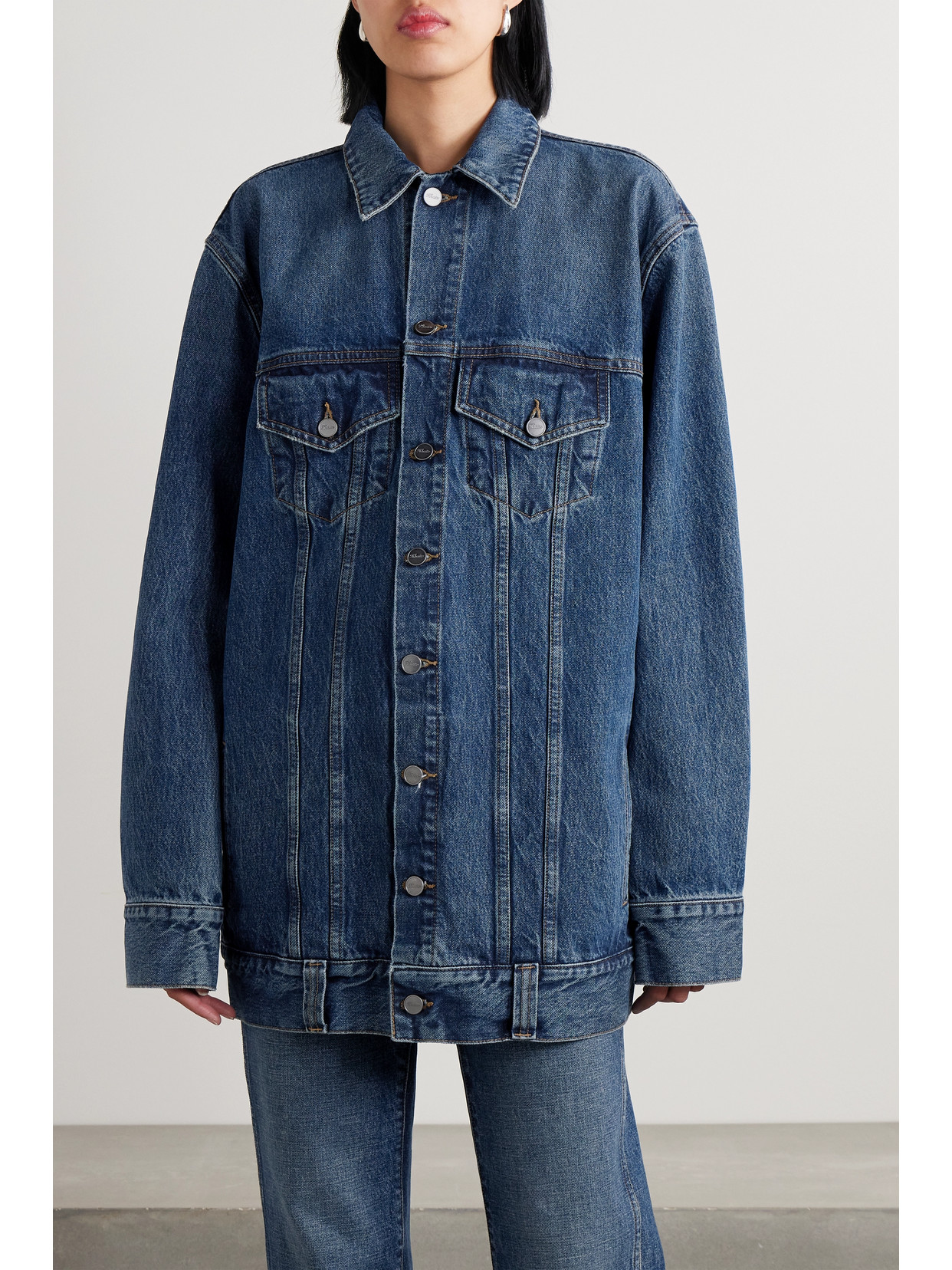 Shop Khaite Ross Oversized Denim Jacket In Blue