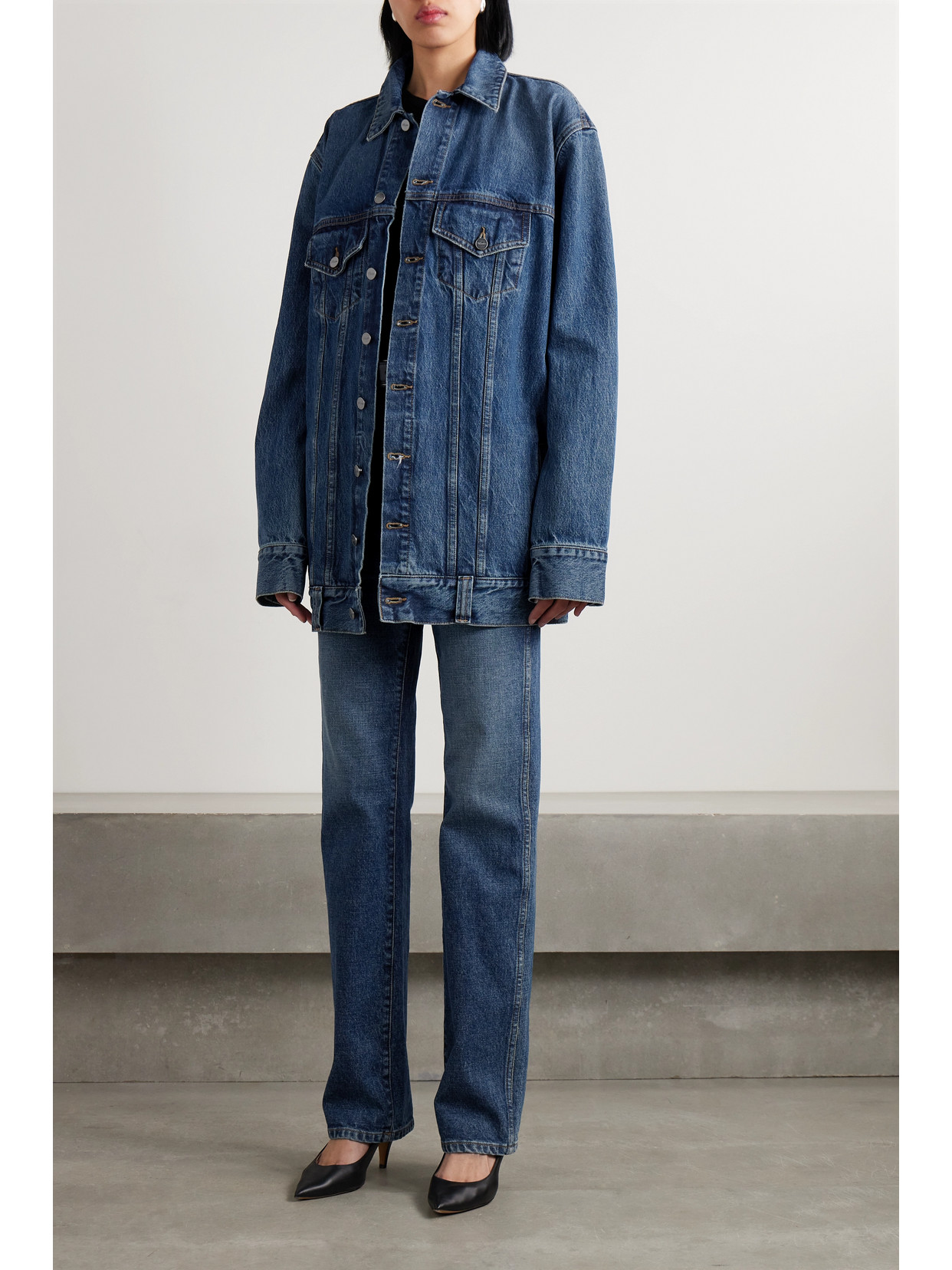 Shop Khaite Ross Oversized Denim Jacket In Blue