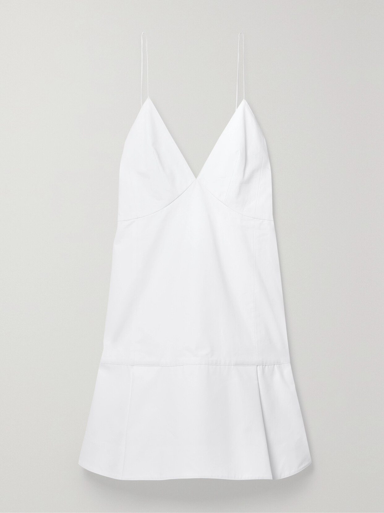 Khaite Archie Pleated Cotton-poplin Mini Dress In White