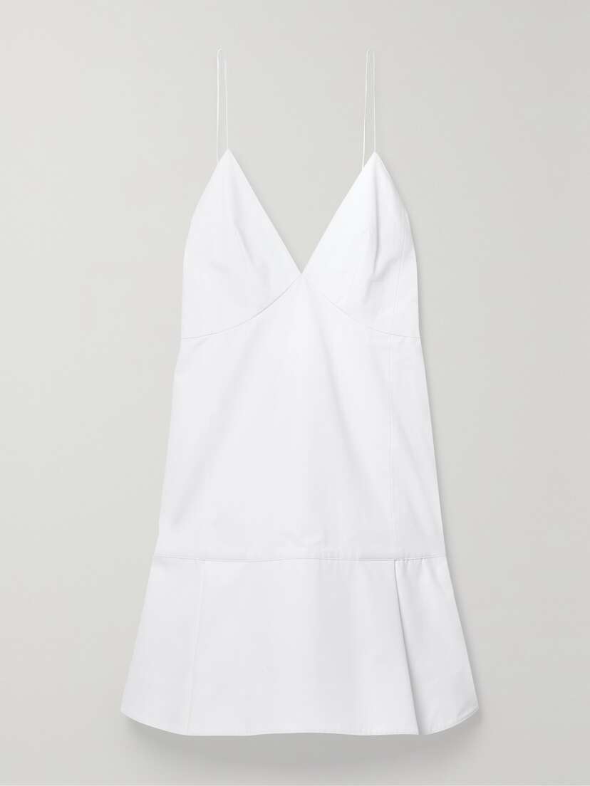 Khaite Archie Pleated Cotton-poplin Mini Dress