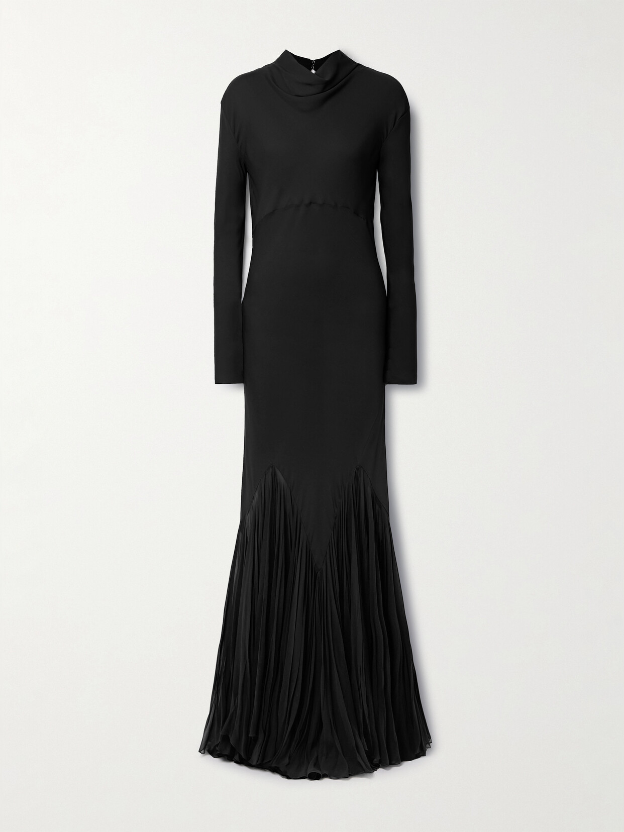Khaite Metin Pleated Silk-georgette Gown - Black