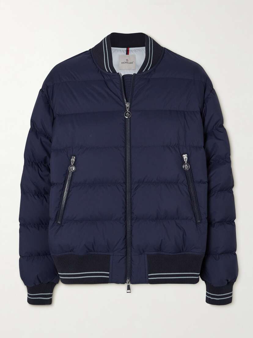 Moncler Argo Ribbed Knit-trimmed Quilted Shell Down Bomber Jacket
