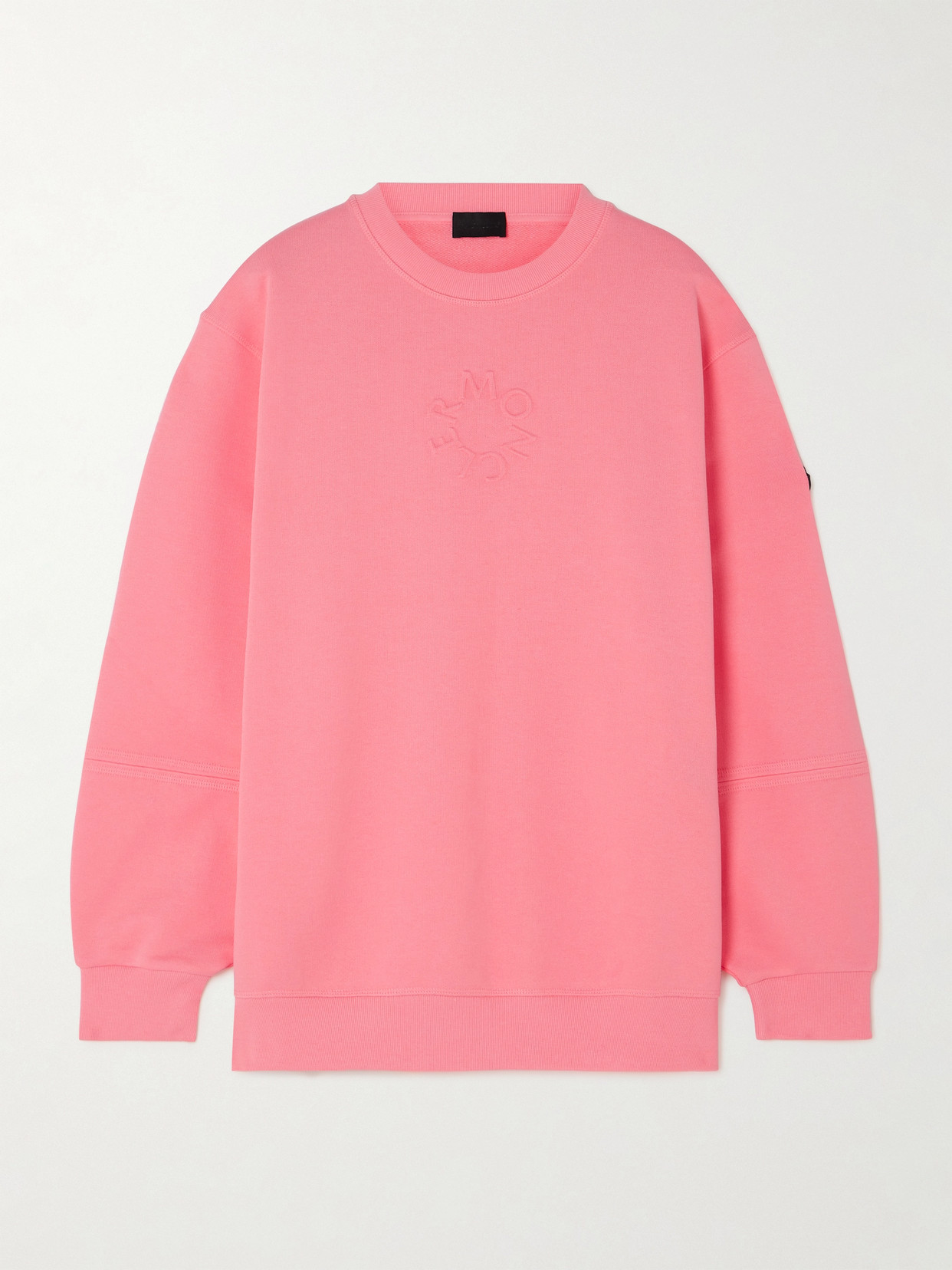 Shop Moncler Debossed Cotton-jersey Sweatshirt In Pink