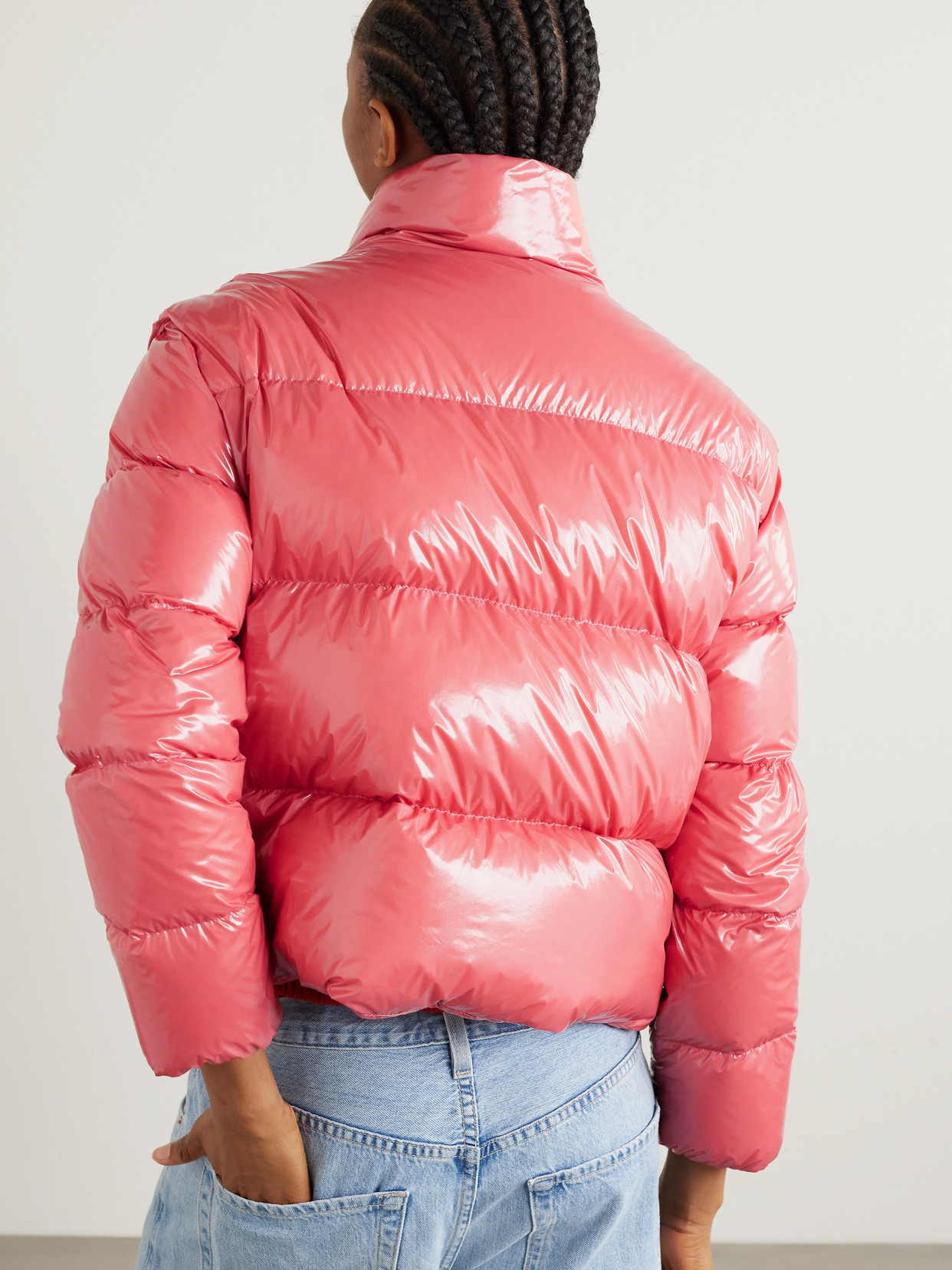 Almo Convertible Appliquéd Quilted Glossed-Shell Down Jacket