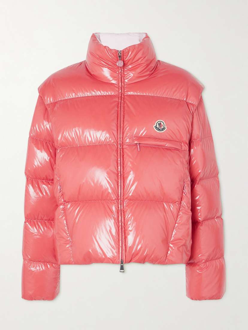 Moncler Almo Convertible Appliquéd Quilted Glossed-shell Down Jacket