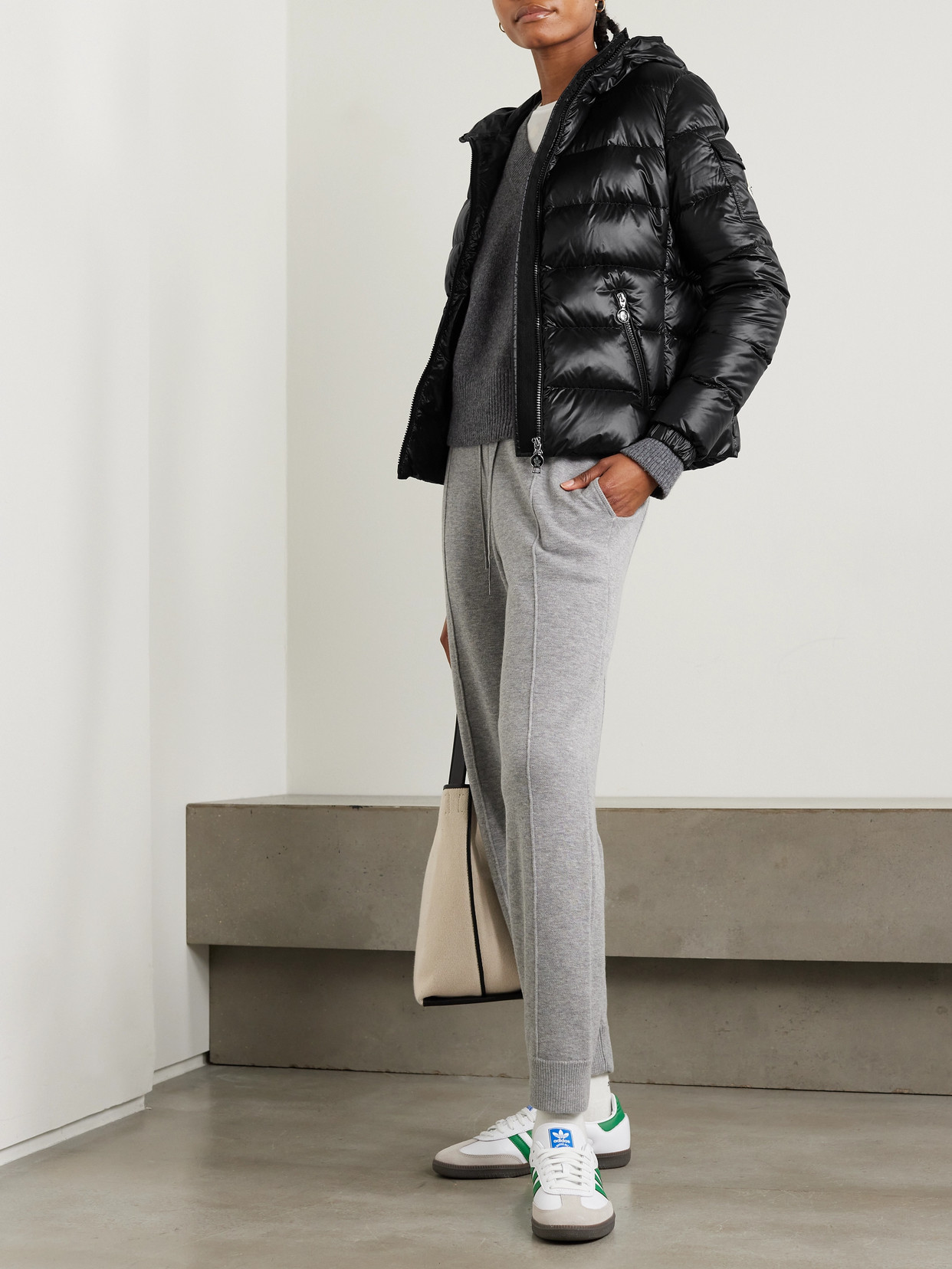 Moncler Long-sleeved Down Jacket In Black