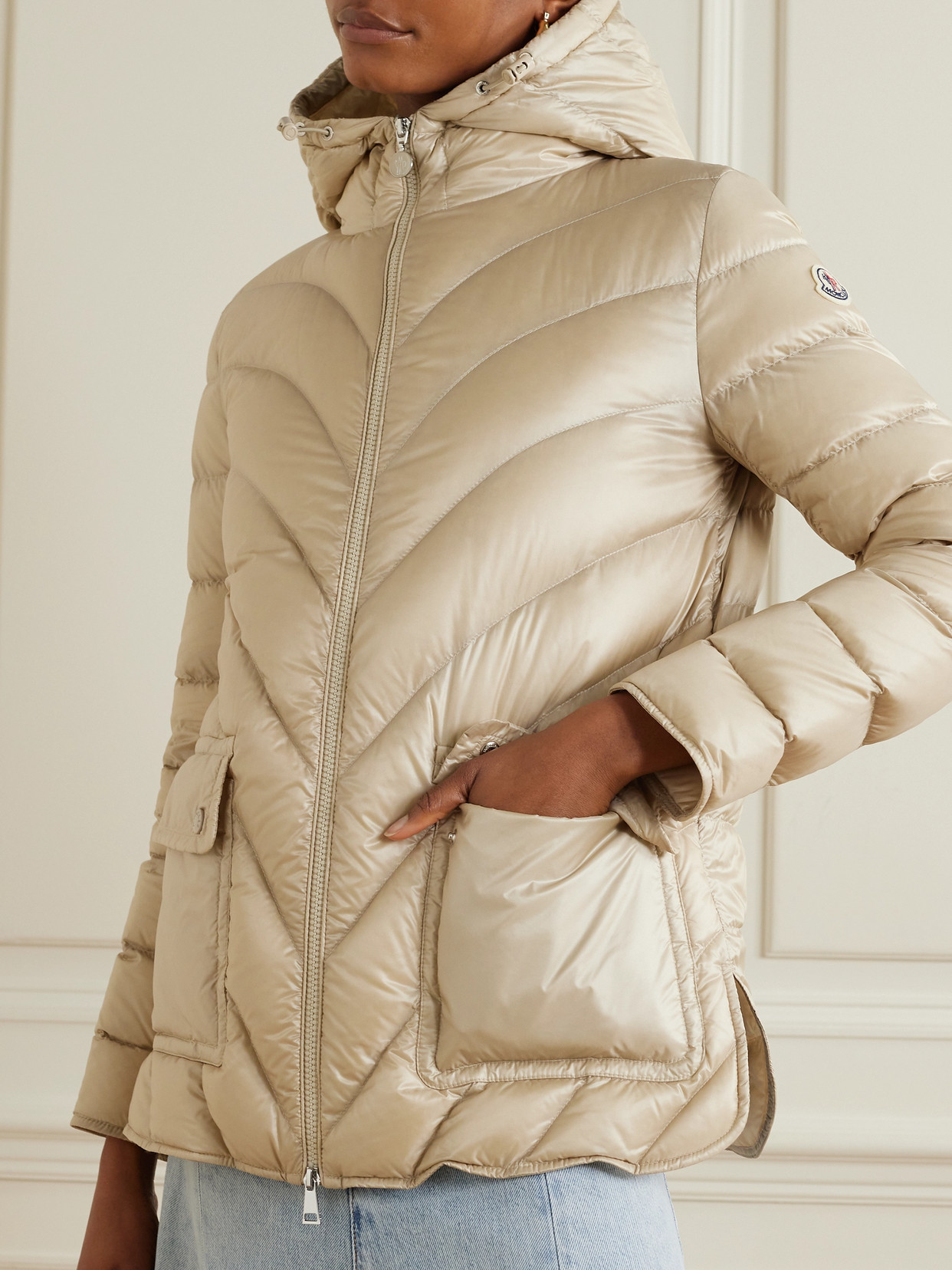 Argenno Hooded Belted Appliquéd Quilted Down Coat