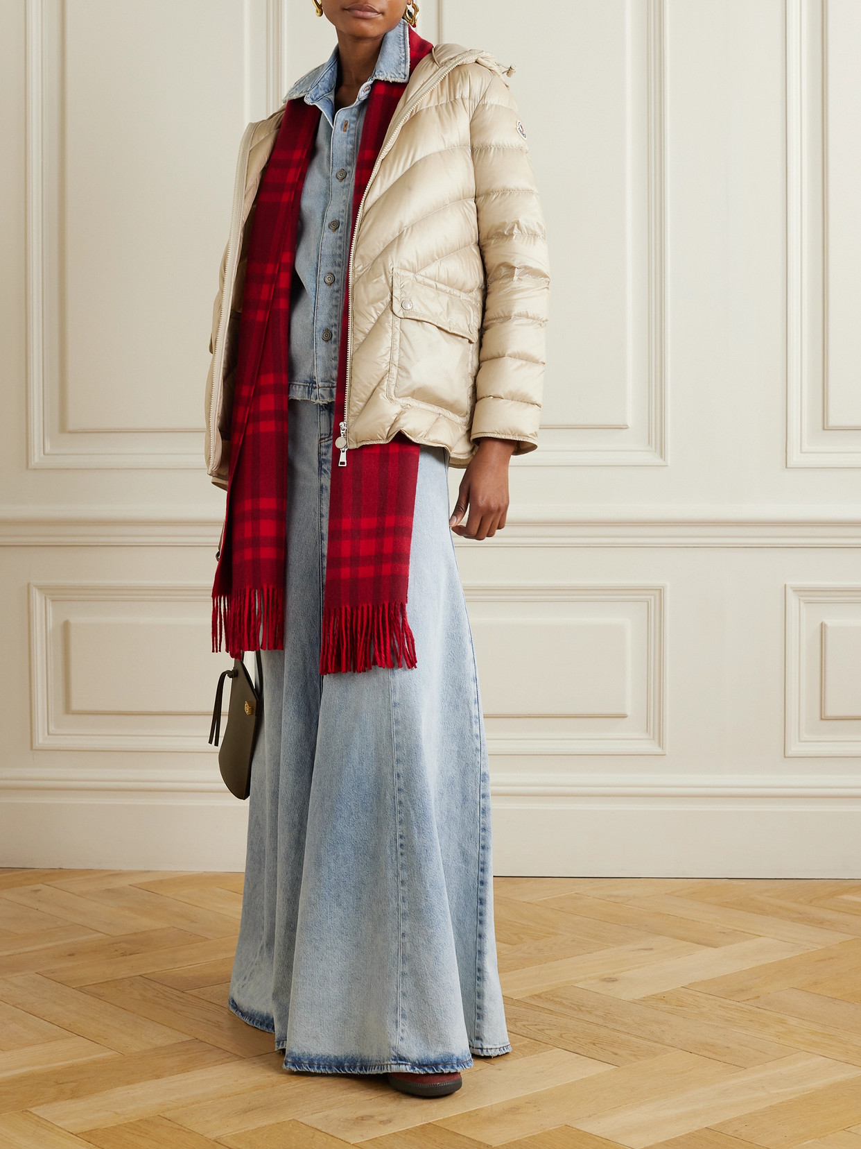 Argenno Hooded Belted Appliquéd Quilted Down Coat