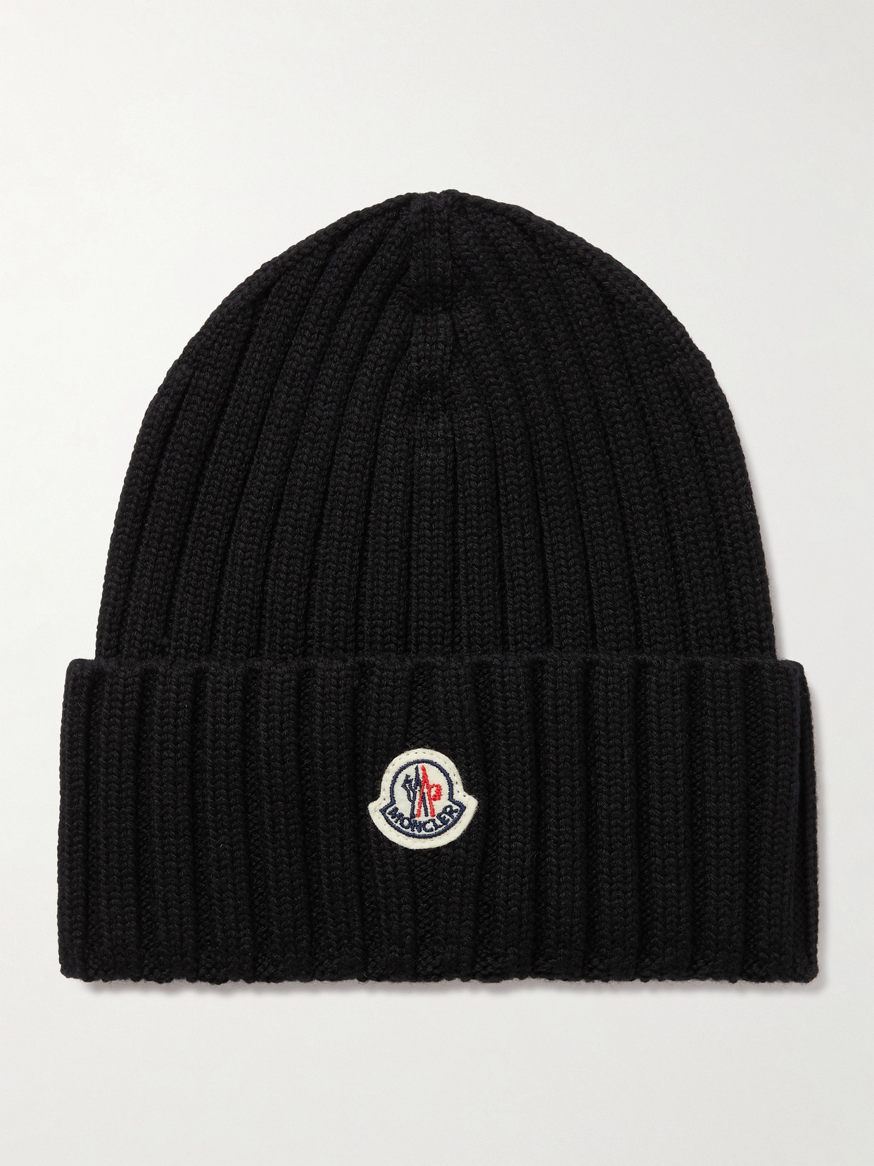 Moncler - Logo-appliquéd Ribbed Wool Beanie - Black