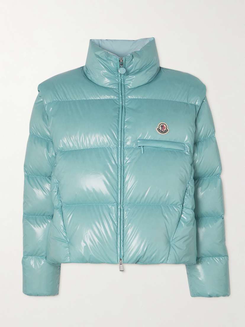 Moncler Almo Convertible Appliquéd Quilted Glossed-shell Down Jacket