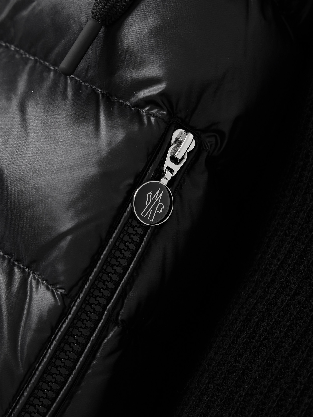 Ribbed Quilted Hooded Wool-Trimmed Shell Down Jacket