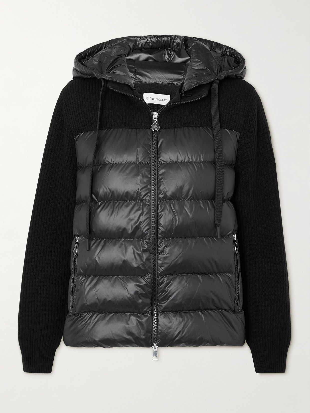 Moncler Ribbed Quilted Hooded Wool-trimmed Shell Down Jacket In Black