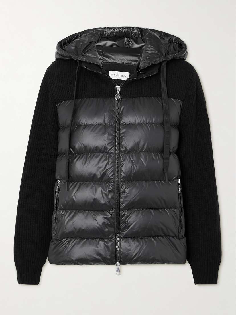 Moncler Ribbed Quilted Hooded Wool-trimmed Shell Down Jacket