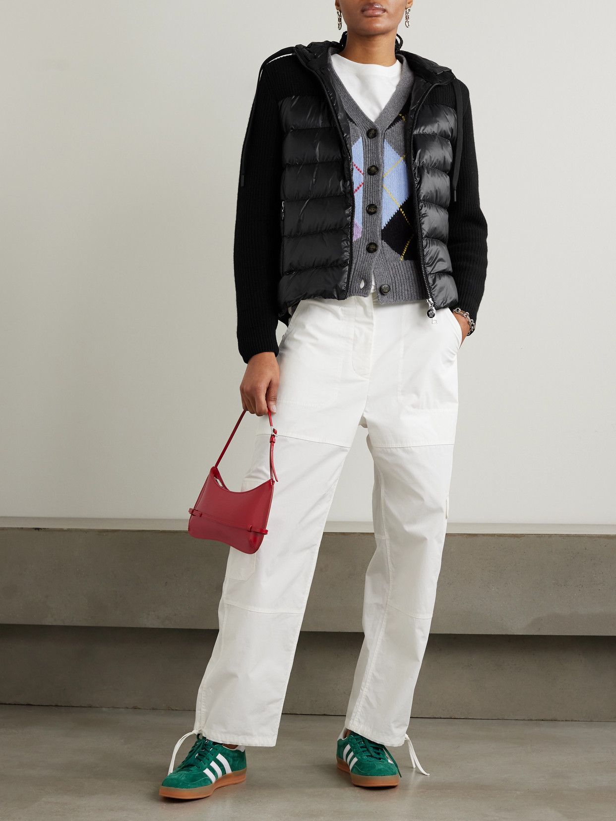 Ribbed Quilted Hooded Wool-Trimmed Shell Down Jacket