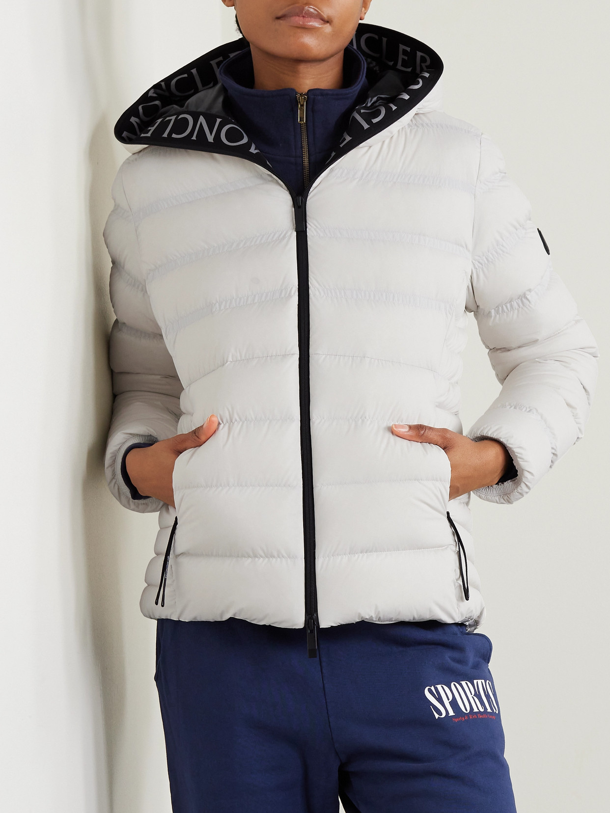 Moncler Appliquéd Webbing-trimmed Quilted Shell Down Jacket In White