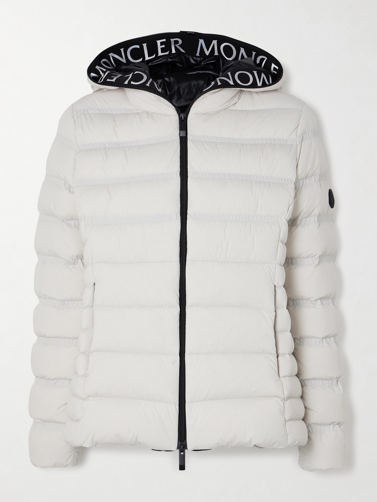 Moncler Appliquéd Webbing-trimmed Quilted Shell Down Jacket In White