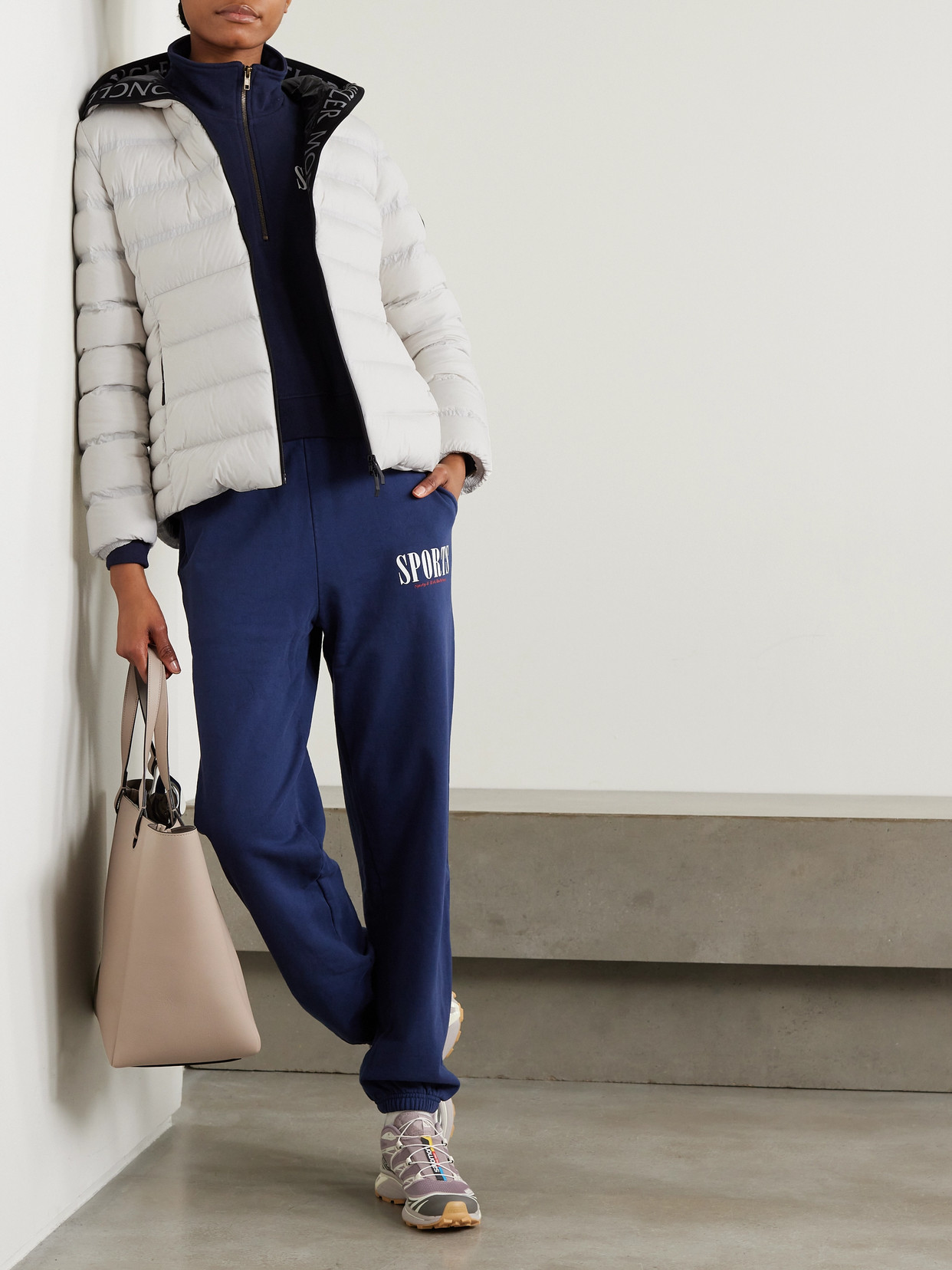 Moncler Appliquéd Webbing-trimmed Quilted Shell Down Jacket In White