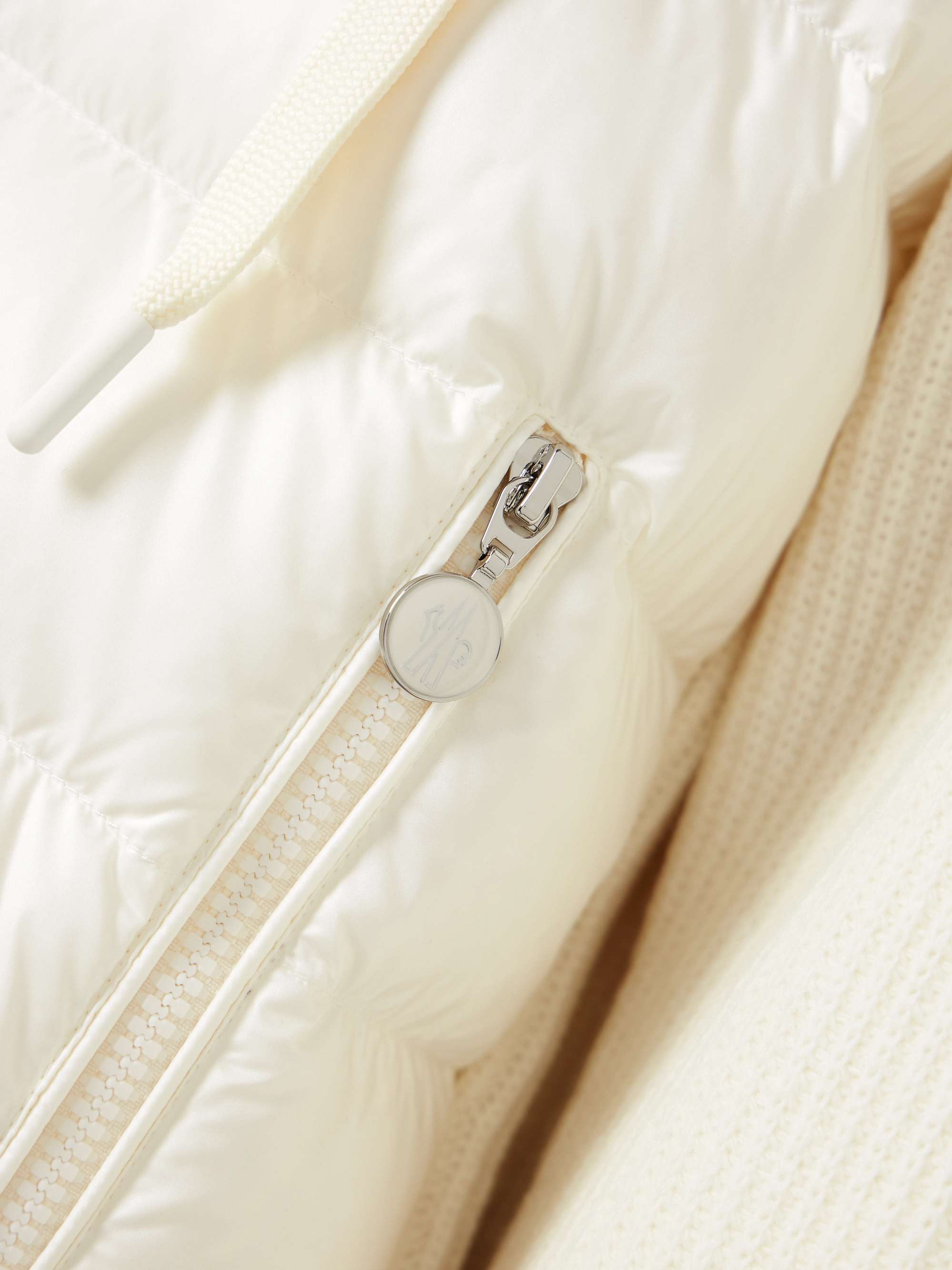 MONCLER Ribbed wool and quilted shell down hoodie