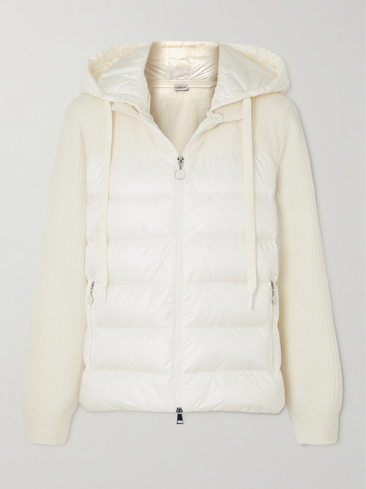 Moncler Ribbed Quilted Hooded Wool-trimmed Shell Down Jacket In White