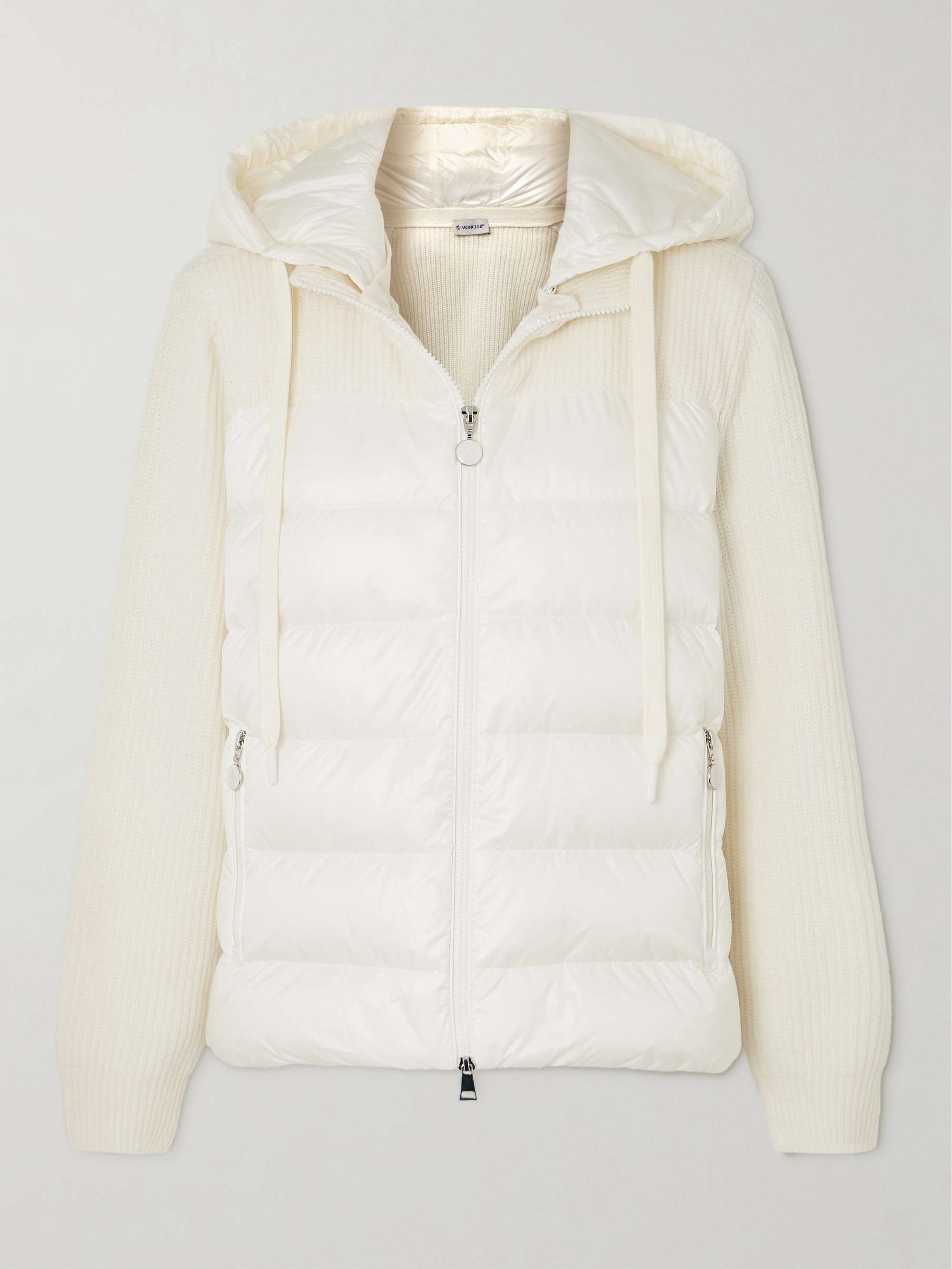 MONCLER Ribbed quilted hooded wool-trimmed shell down jacket | NET-A-PORTER