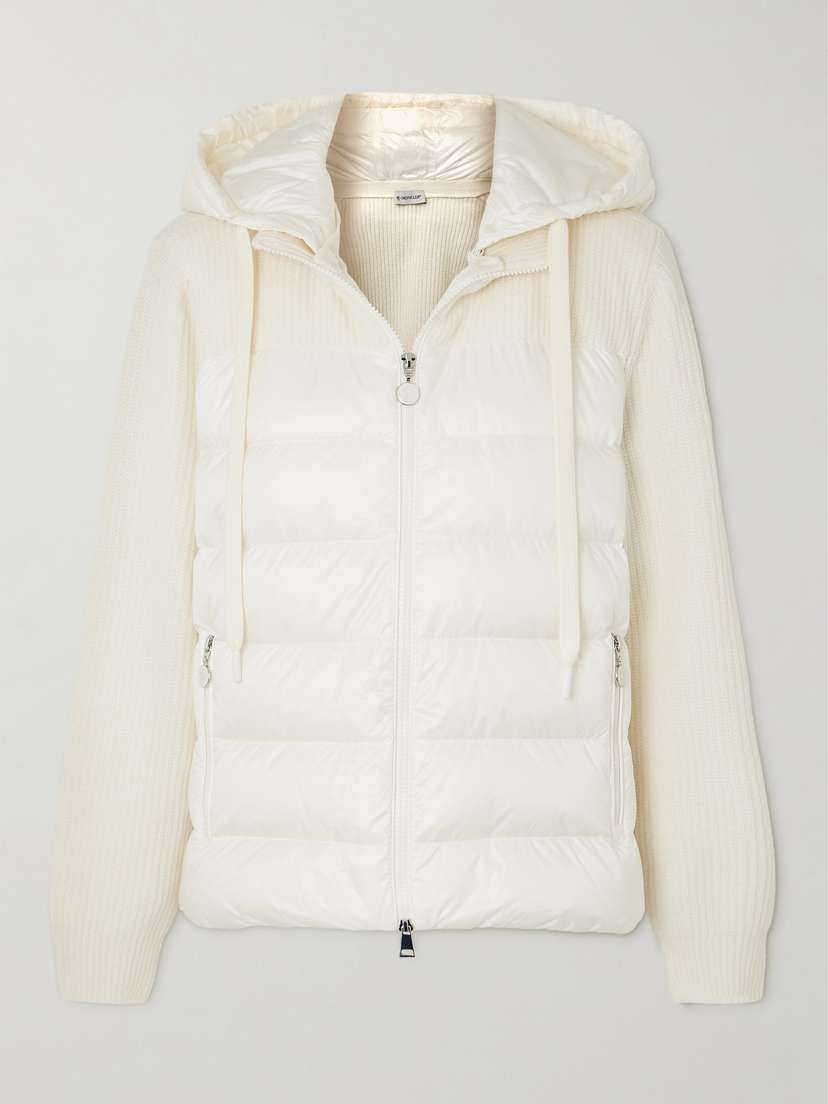 Moncler Ribbed Quilted Hooded Wool-trimmed Shell Down Jacket