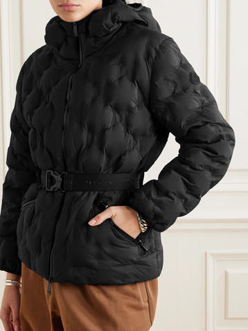 Moncler Adonis belted hooded quilted ripstop down jacket