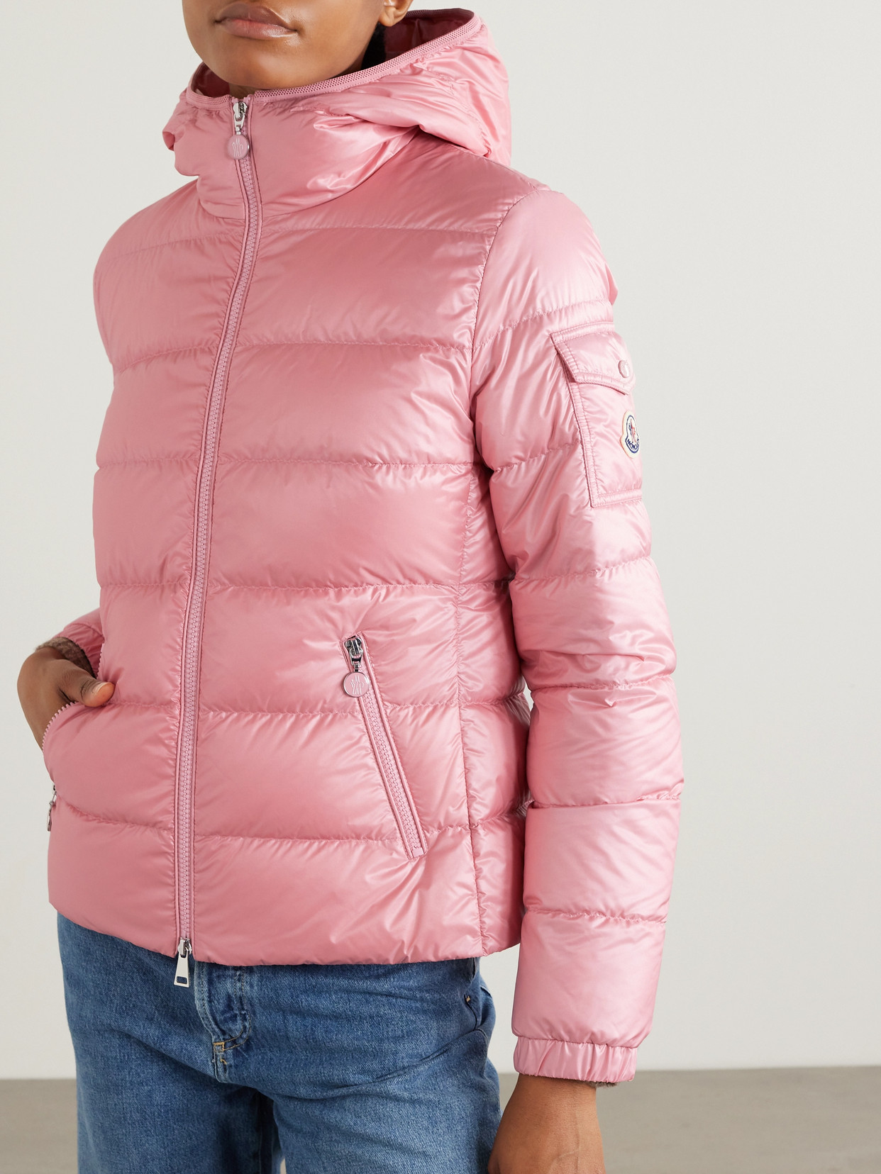 Shop Moncler Gles Hooded Quilted Shell Down Jacket In Pink