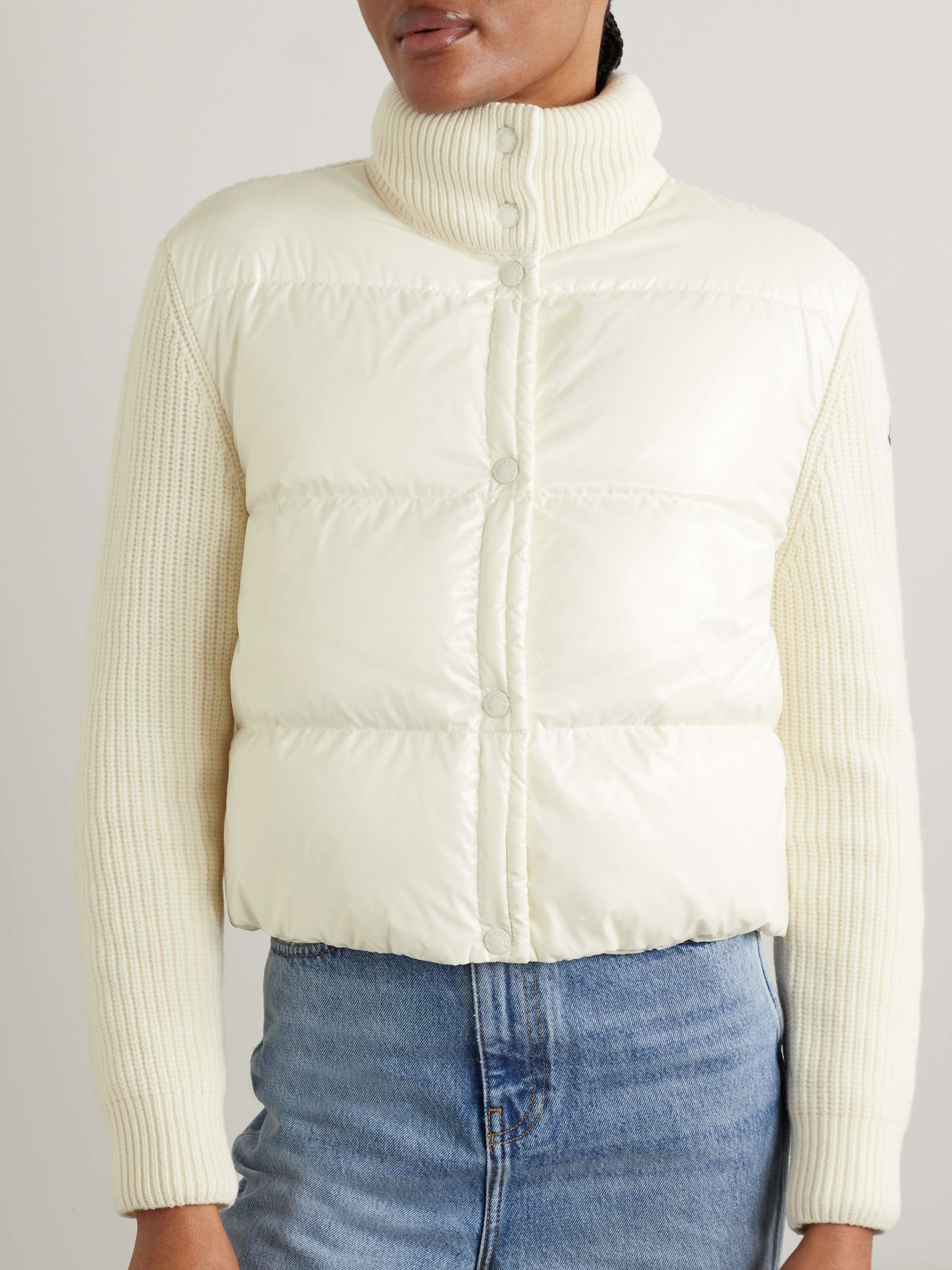 MONCLER Daunenjacke aus einer gerippten Wollmischung und gestepptem Shell