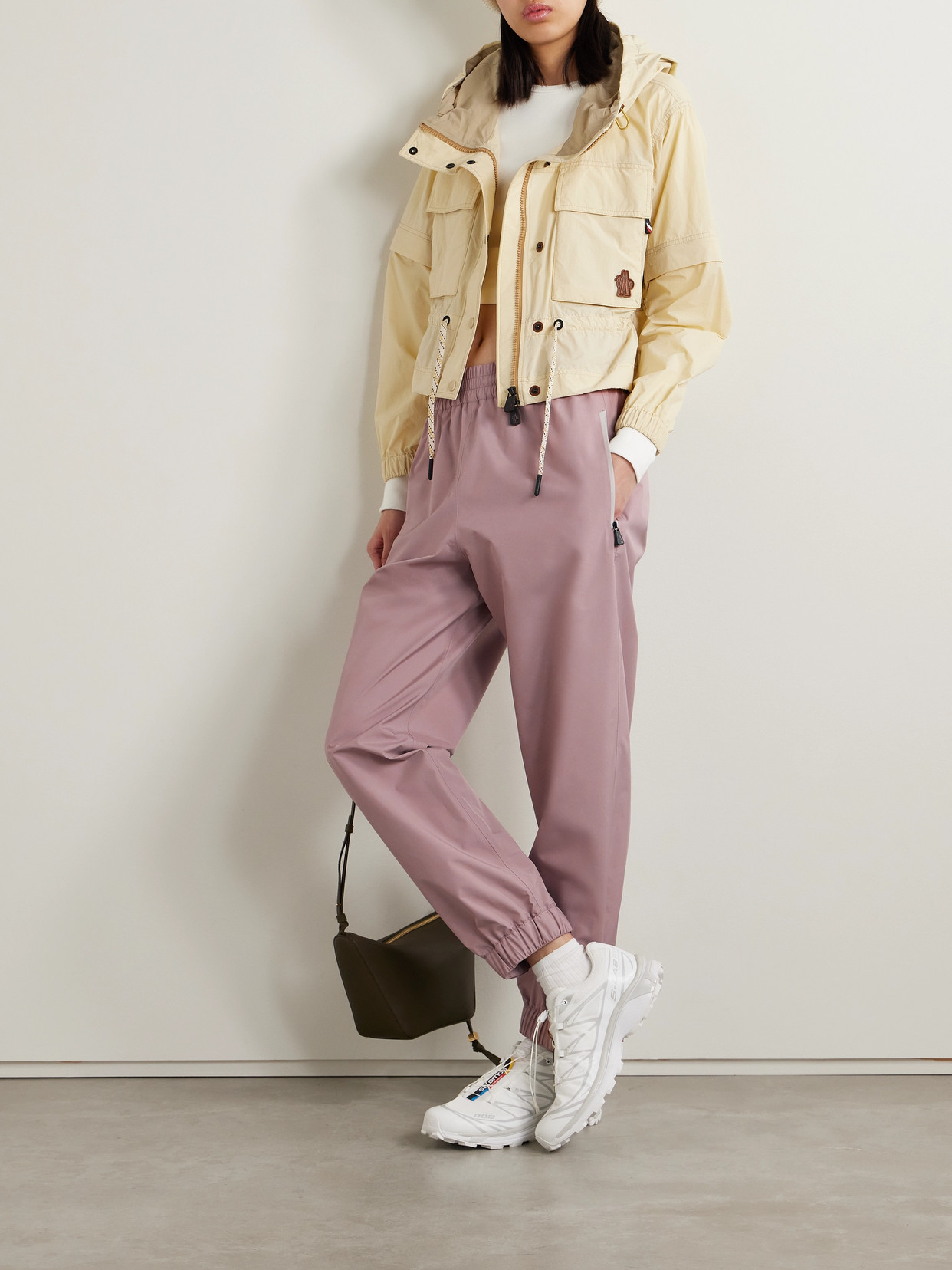 Moncler Shell Tapered Pants In Pink