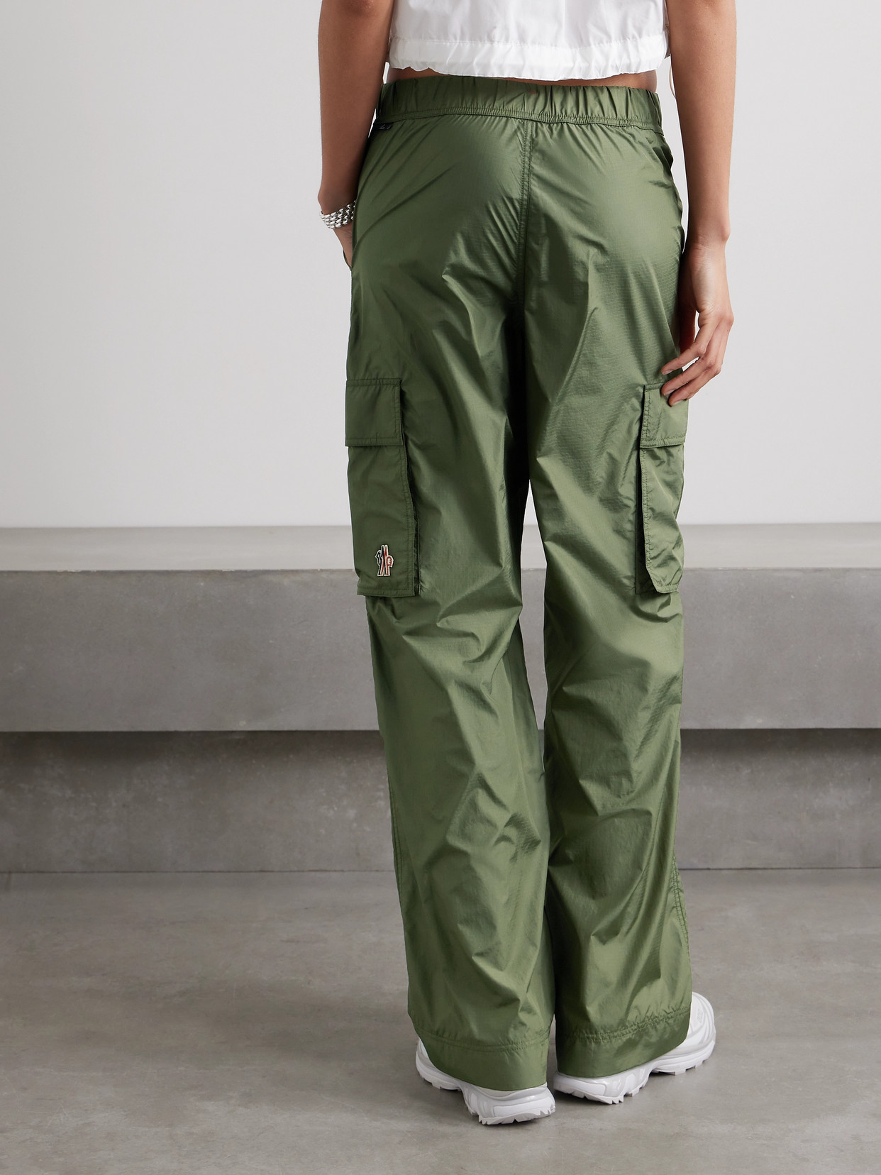 Moncler Belted Ripstop Cargo Pants In Green
