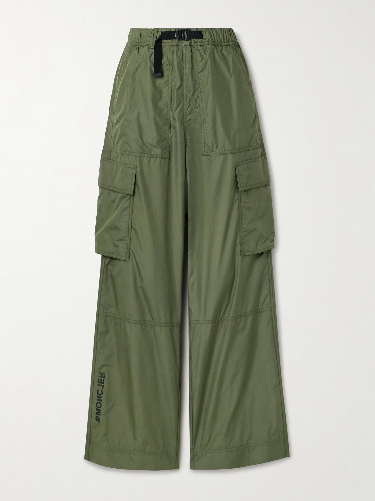 Moncler Belted Ripstop Cargo Pants In Green