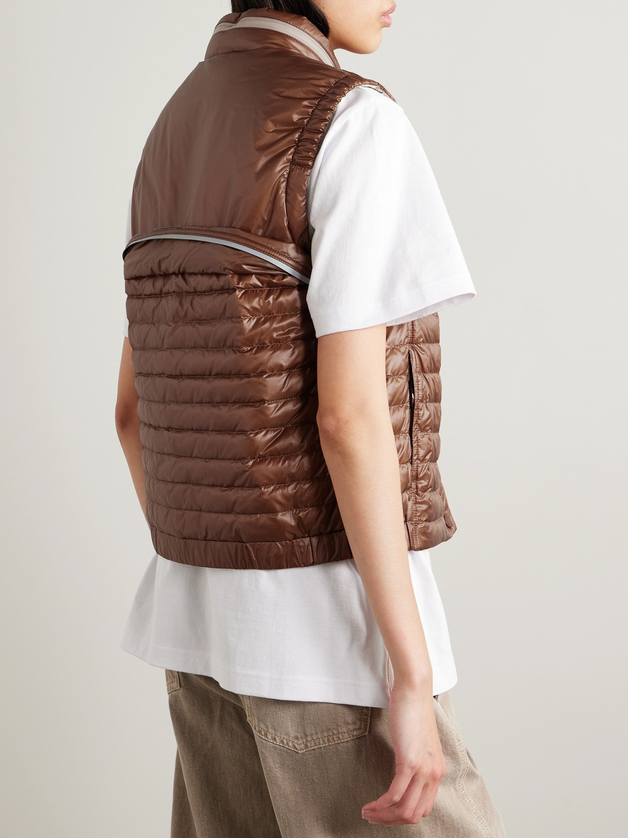 Shop Moncler Gumaine Quilted Ripstop Down Vest In Brown