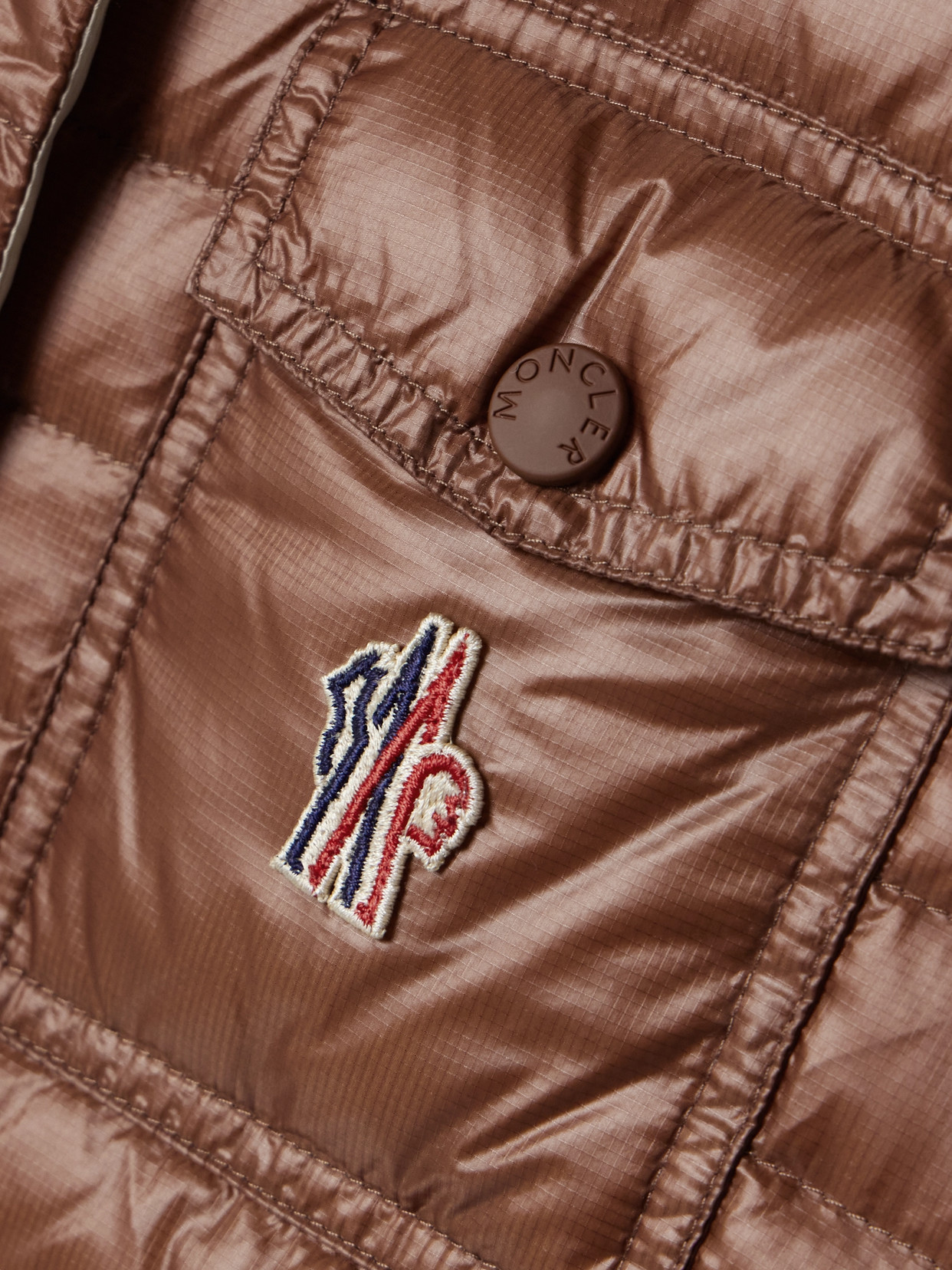 Shop Moncler Gumaine Quilted Ripstop Down Vest In Brown