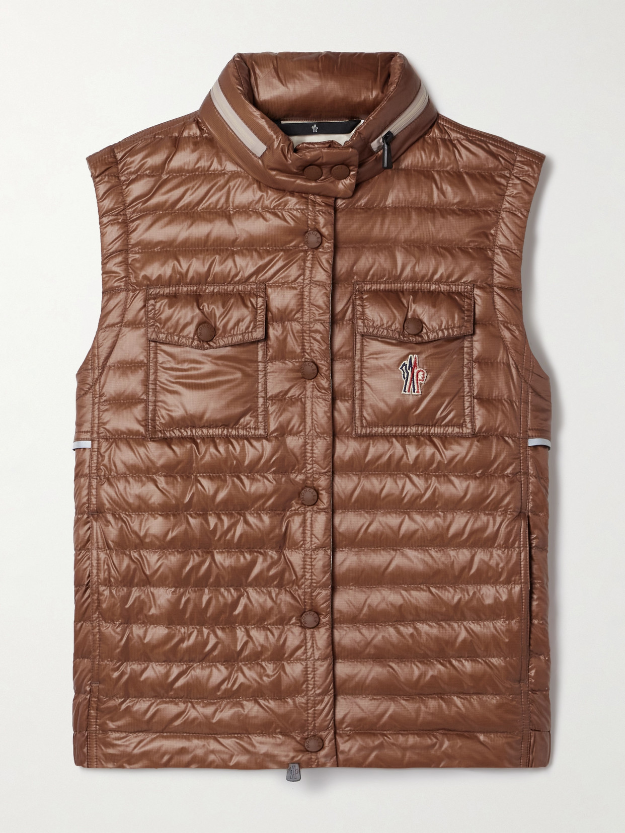 Moncler Gumaine Quilted Ripstop Down Vest In Brown