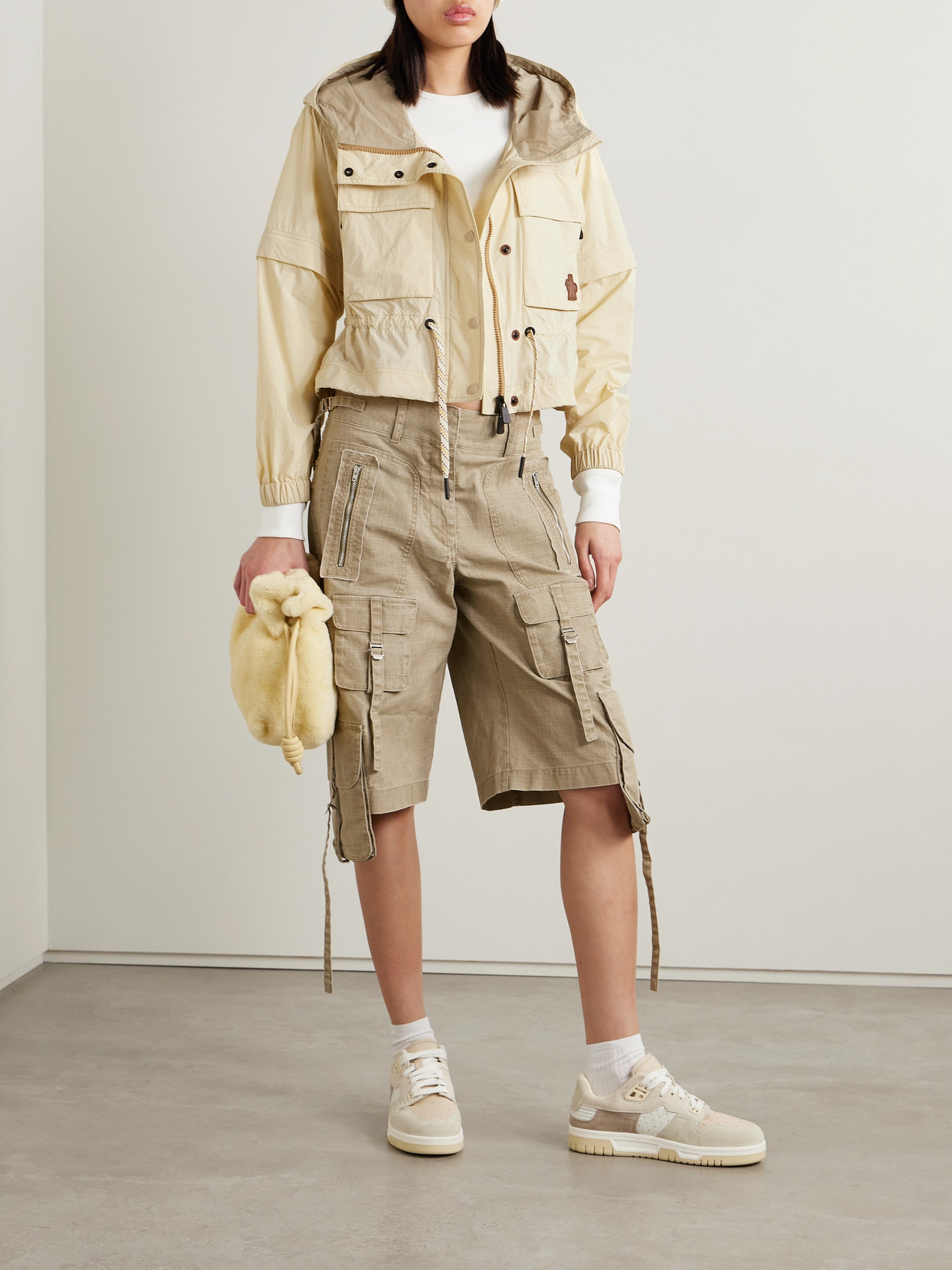 Moncler Limosee Hooded Crinkled-shell Jacket In White