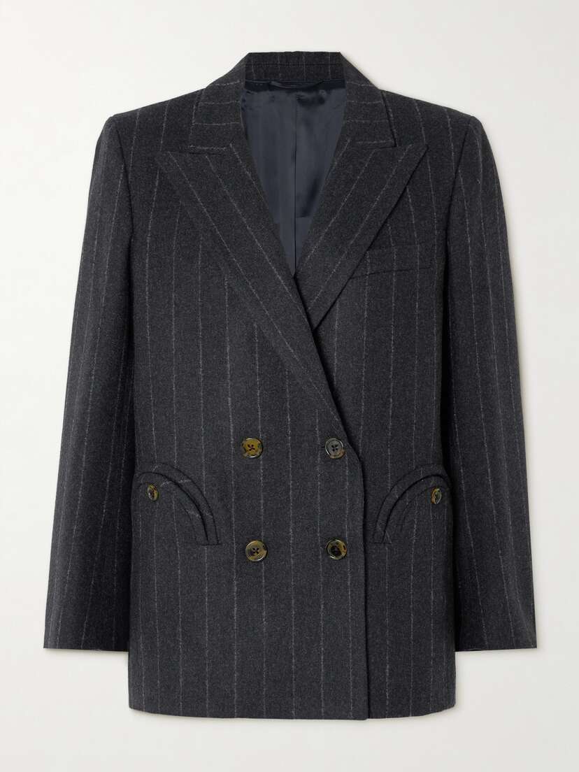 Blazé Milano Everynight Double-breasted Pinstriped Wool And Cashmere-blend Blazer