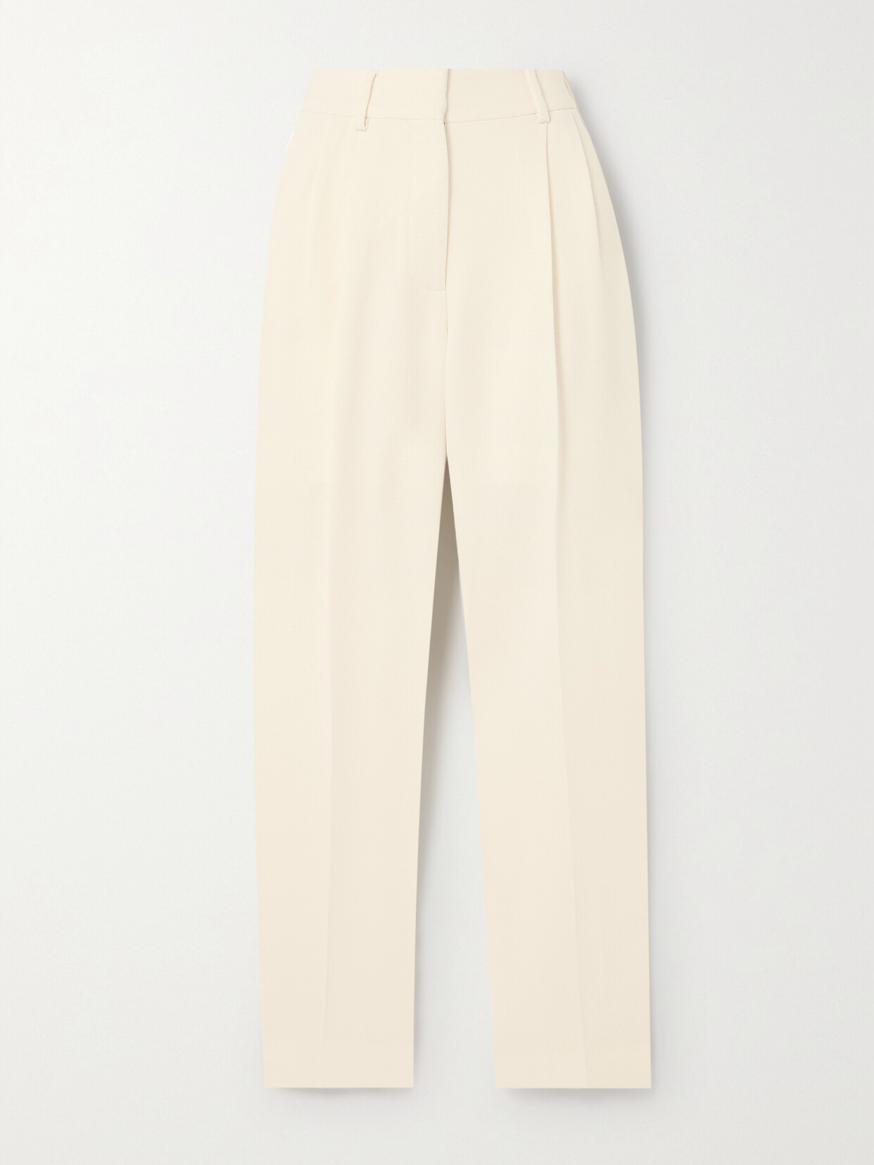 Blazé Milano Resolute Banker Pleated Wool-crepe Straight-leg Pants In Cream