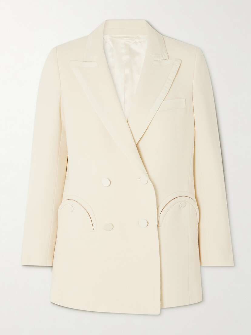 Blazé Milano Resolute Everyday Double-breasted Silk Twill-trimmed Wool-crepe Blazer
