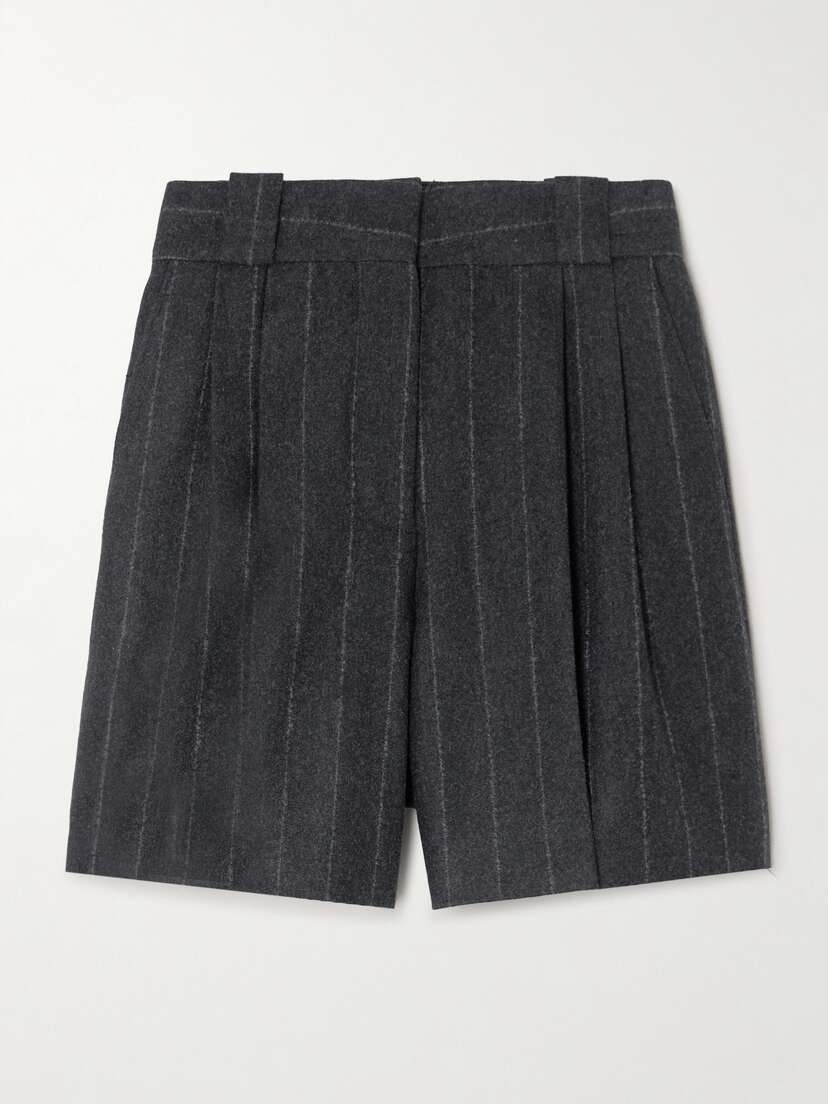 Blazé Milano Ferien Pleated Pinstriped Wool And Cashmere-blend Shorts