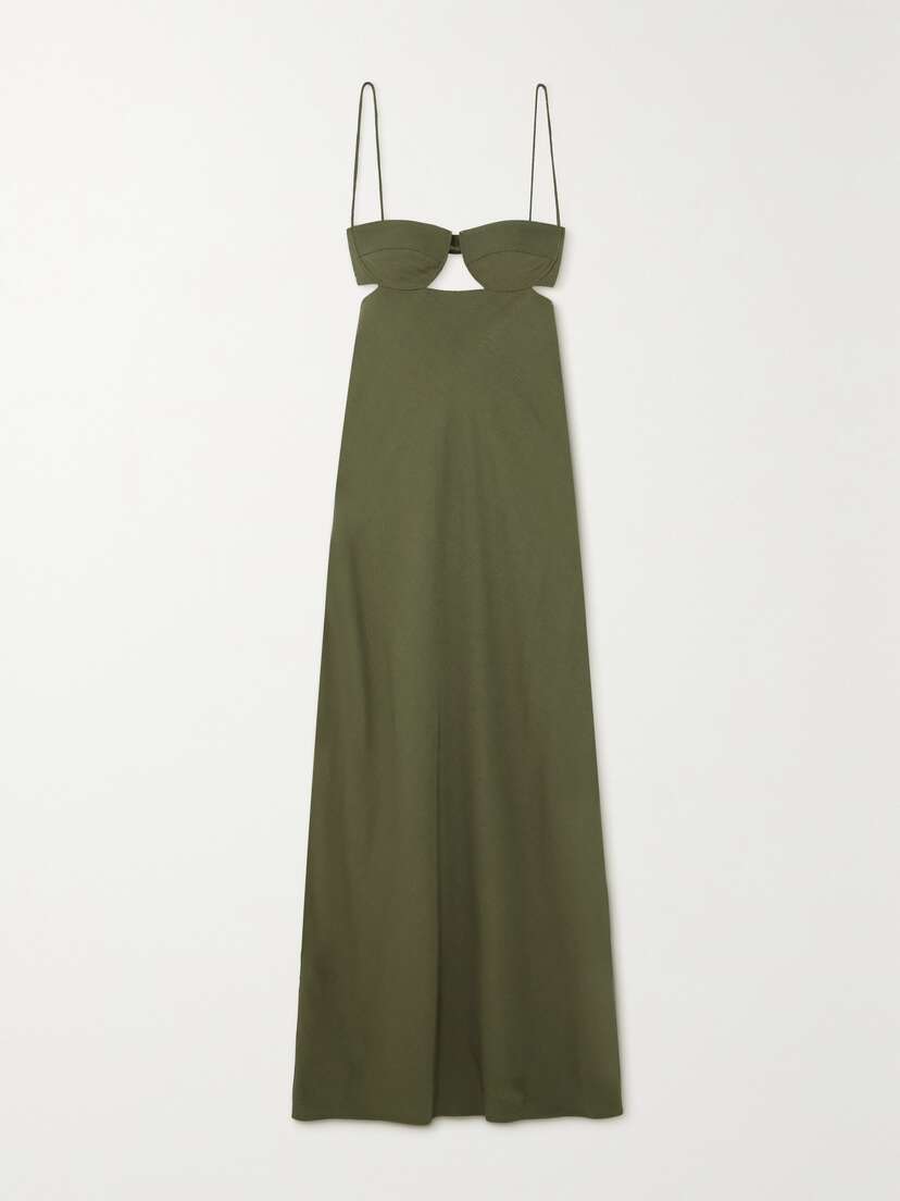 St. Agni + Net Sustain Resort Cutout Twill Maxi Dress - x large