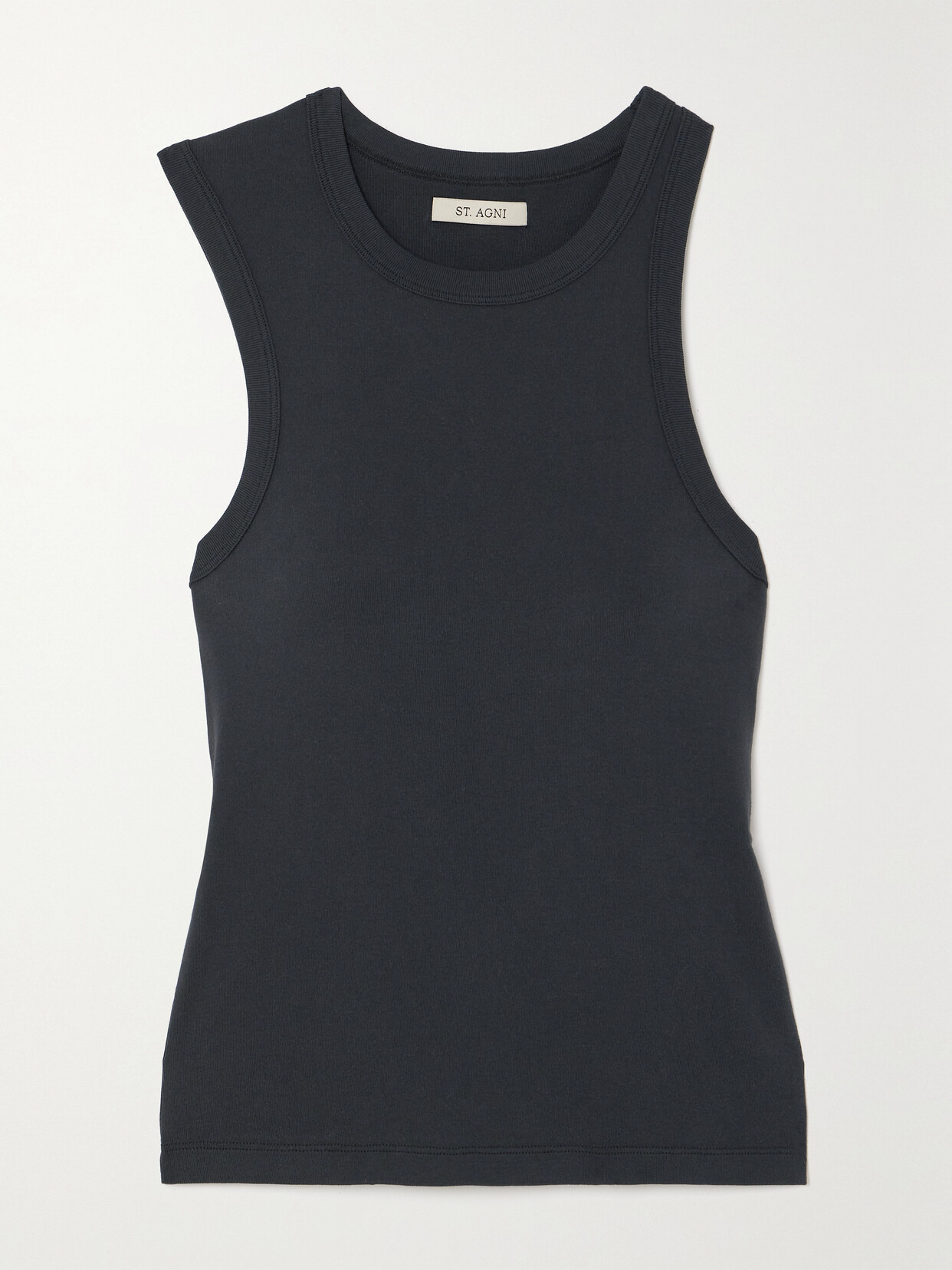 St Agni + Net Sustain Asymmetric Organic Cotton-jersey Tank In Black