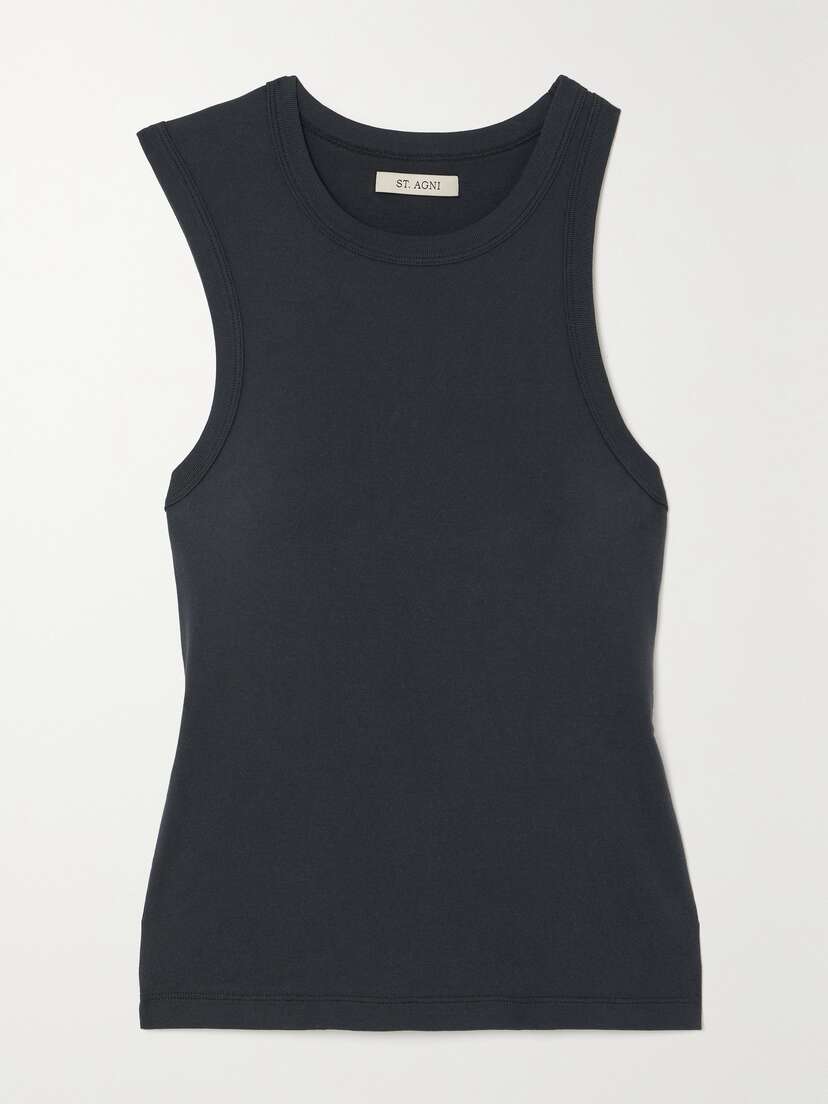 St. Agni + Net Sustain Asymmetric Organic Cotton-jersey Tank - x large
