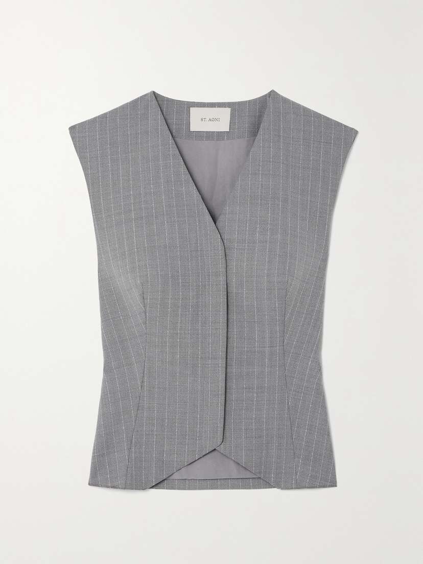 St. Agni + Net Sustain Pinstriped Wool-blend Vest - x small